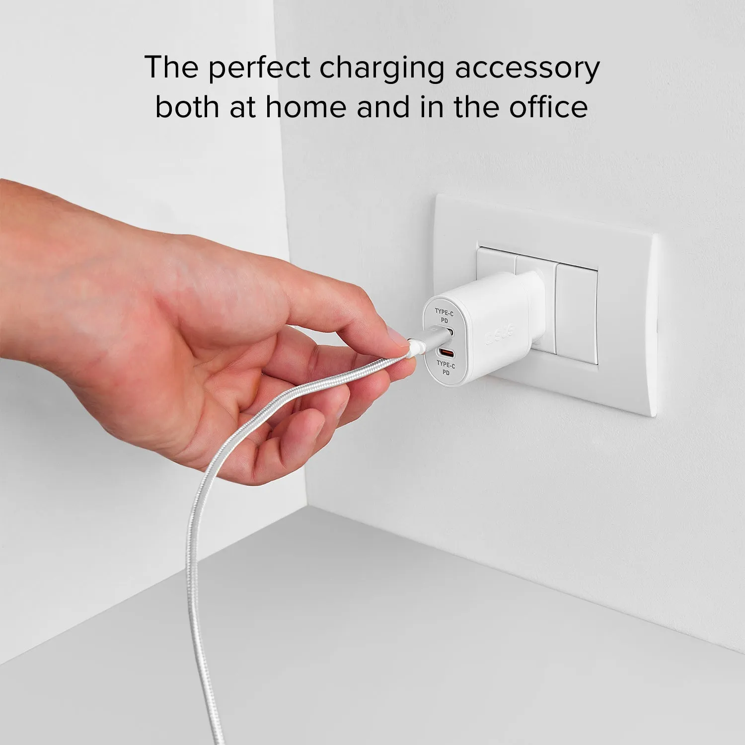 SBS 20W PD Dual USB-C Ladegerät weiß Schnellladen