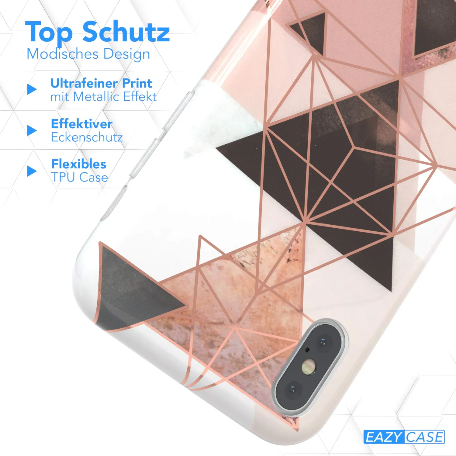 EAZY CASE iPhone XS Max Silikonhülle Geometrie Rosabraun