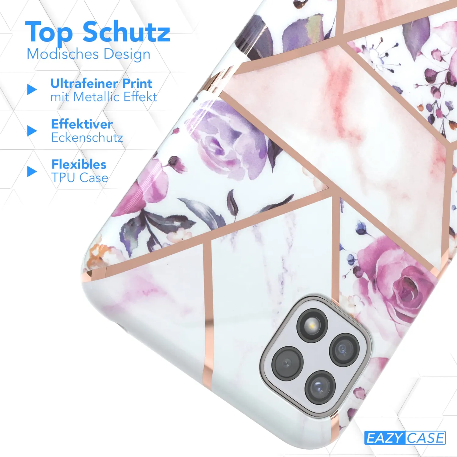 EAZY CASE Galaxy A22 5G Hülle Blume Rosé Rosen Design