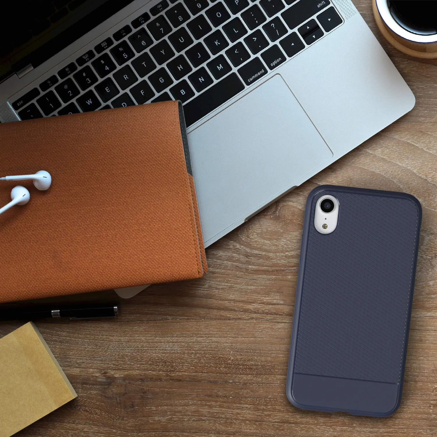 EAZY CASE iPhone XR Silikonhülle Dunkelblau Struktur