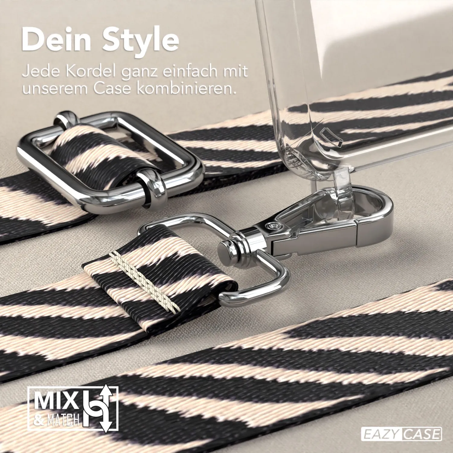 EAZY CASE Galaxy S20 Handykette Zebra Schwarz-Beige