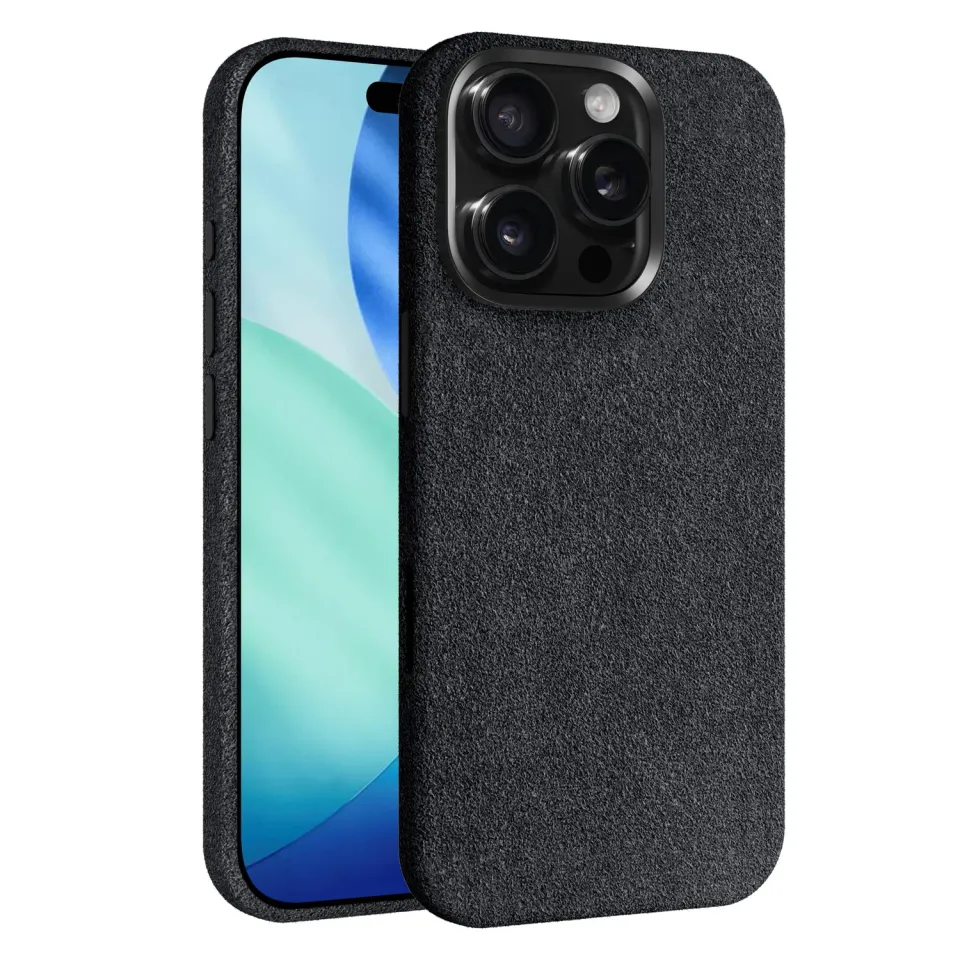 arktis iPhone 15 Pro Max Alcantara Hülle Schwarz