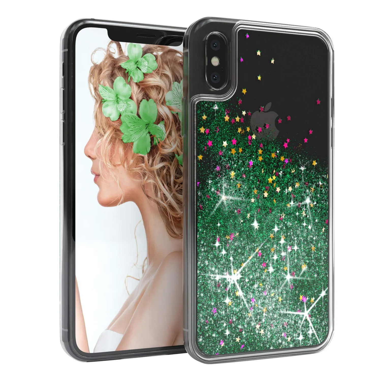 EAZY CASE iPhone X/XS Glitzerhülle Transparent Gold Liquid