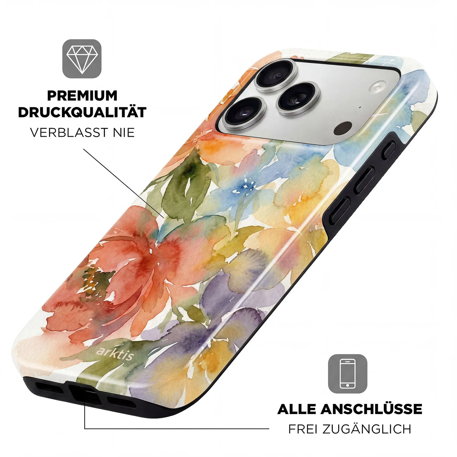 arktis Floral iPhone 15 Hülle MagSafe Blumen-Print