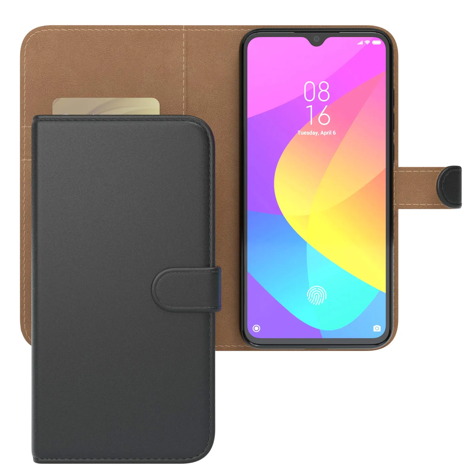 EAZY CASE Xiaomi Mi 9 Lite Klapphülle Book Schwarz Leder