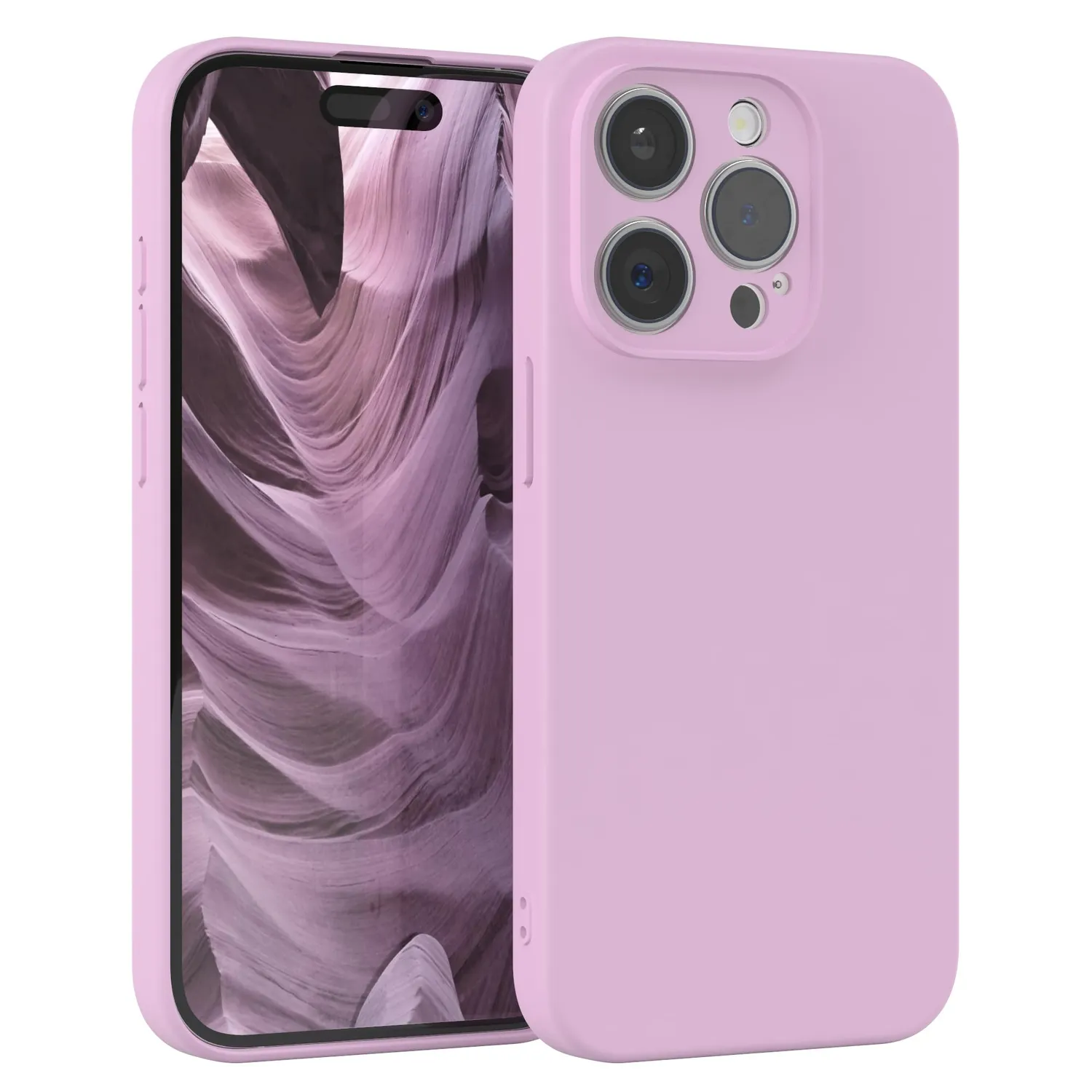 EAZY CASE iPhone 15 Silikonhülle Violett matt stoßfest
