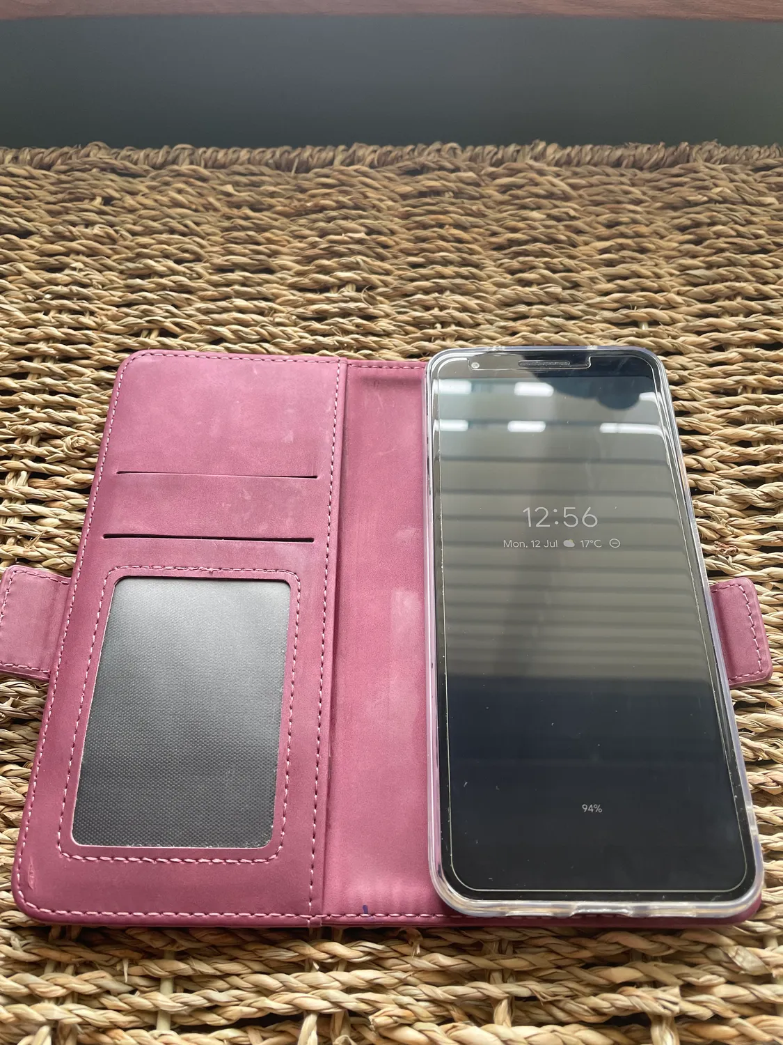 YATWIN Google Pixel 3A Klapphülle Blau Leder mit Glas