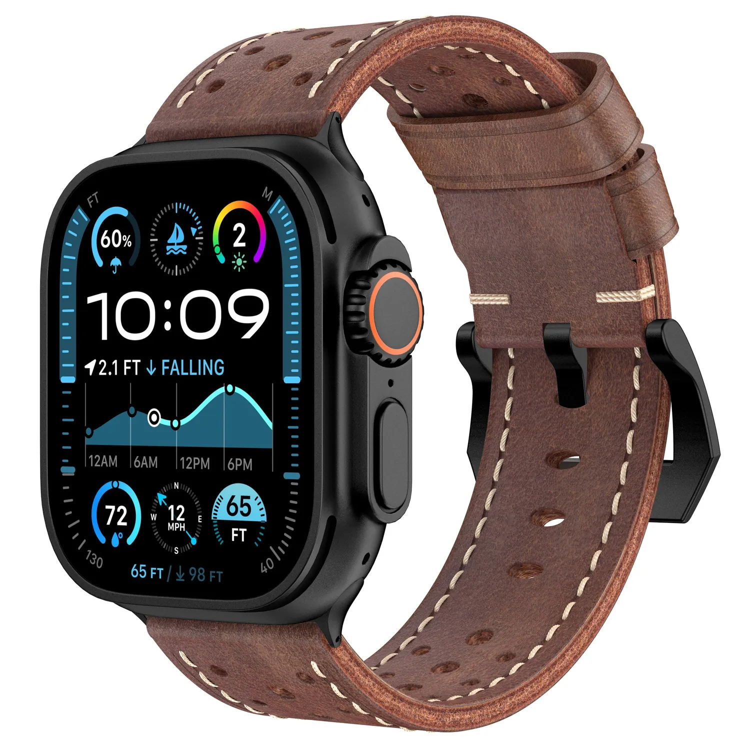 arktisband Toronto Apple Watch Armband 49/46/45/44 mm Braun perforiert