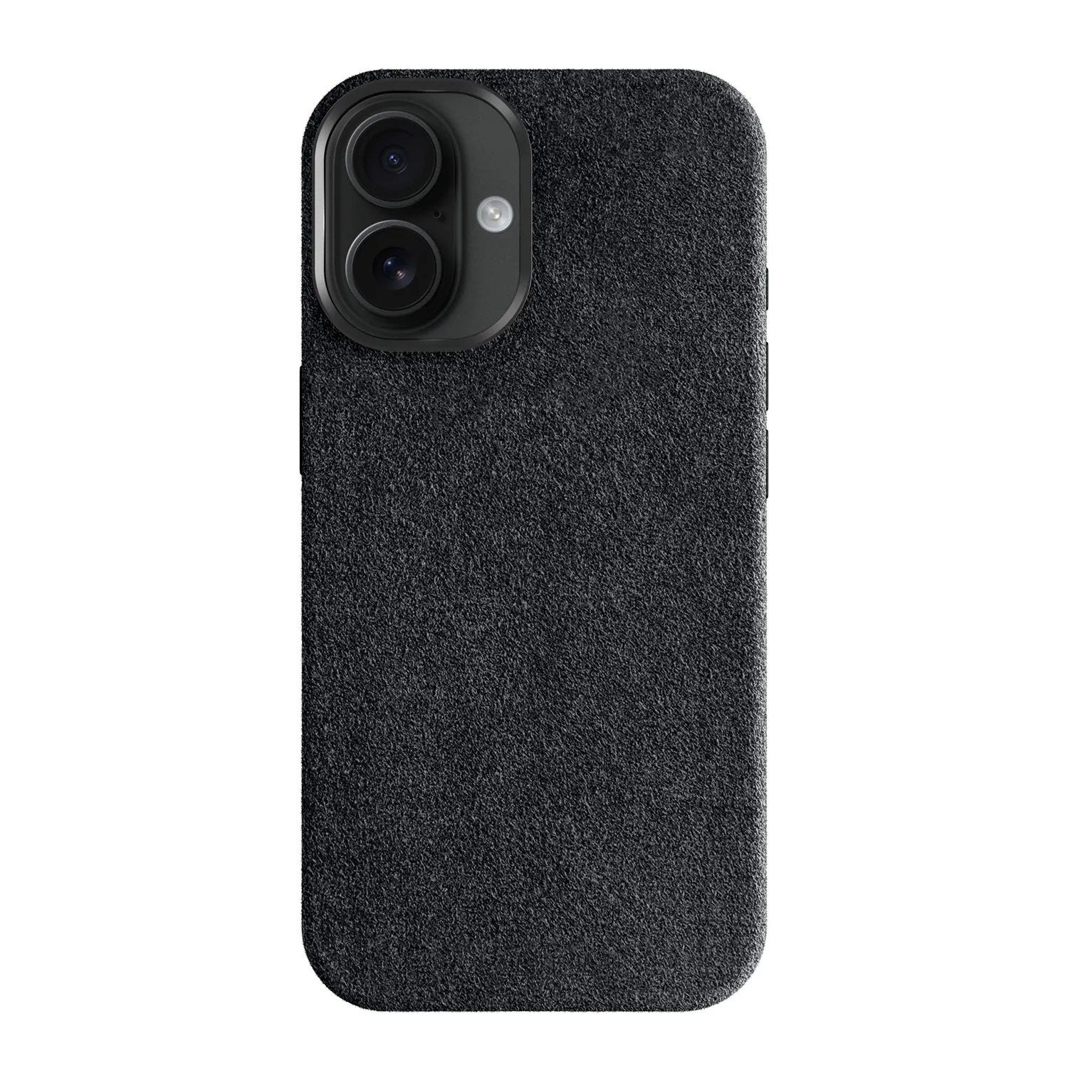 arktis Alcantara iPhone 16 Hülle Schwarz MagSafe samtig