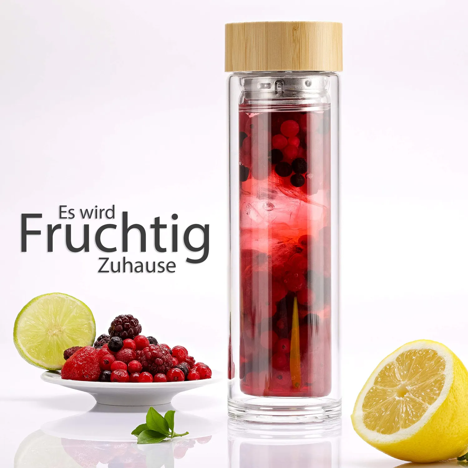EAZY CASE Teeflasche Glas 500ml Bambusdeckel
