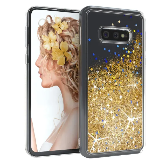 EAZY CASE Liquid Galaxy S10e Handyhülle Gold Glitzer