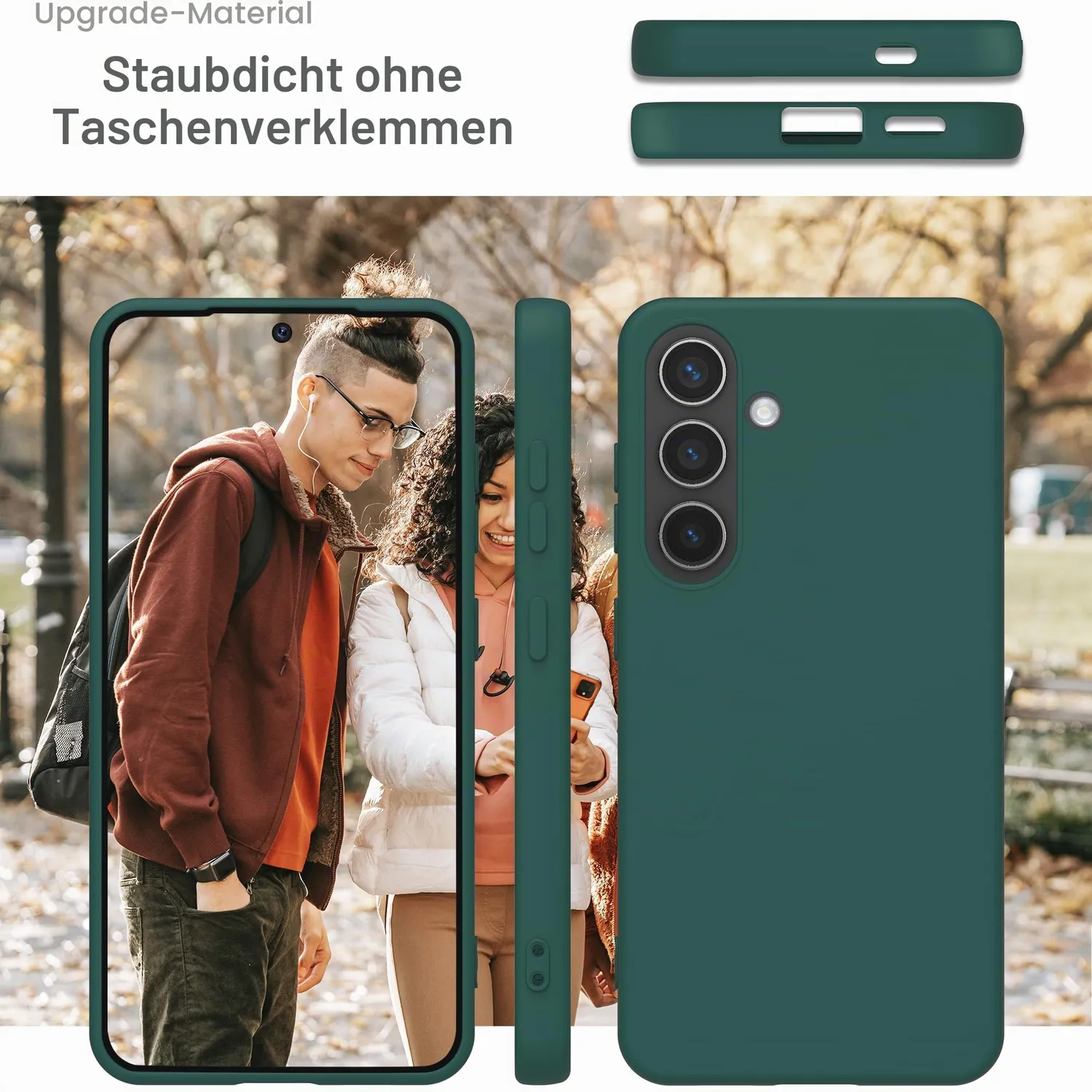 YATWIN Galaxy S24 Silikonhülle Matt Dunkelgrün TPU
