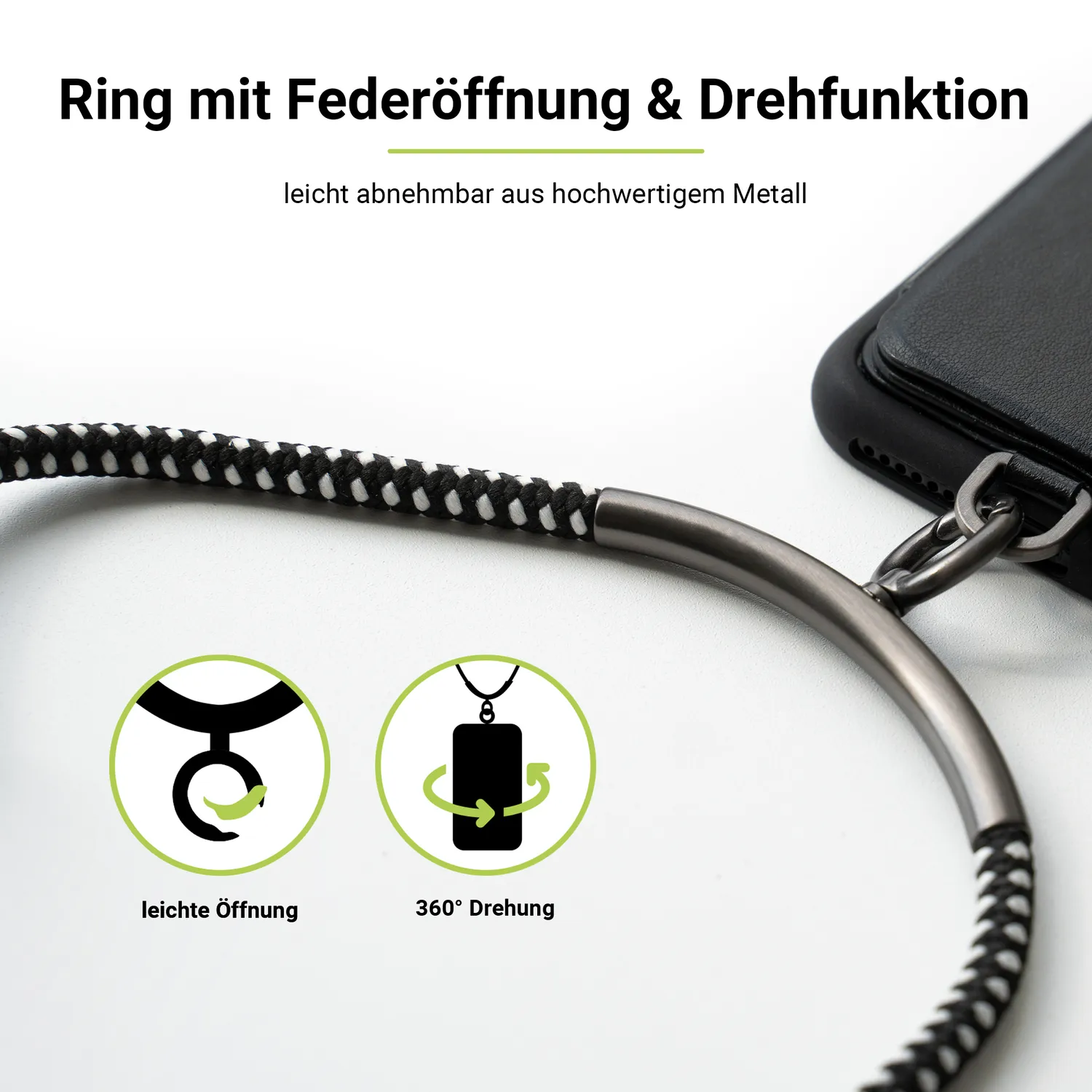 Artwizz HangOn Band Pro Handykette Band schwarz-weiß 130cm