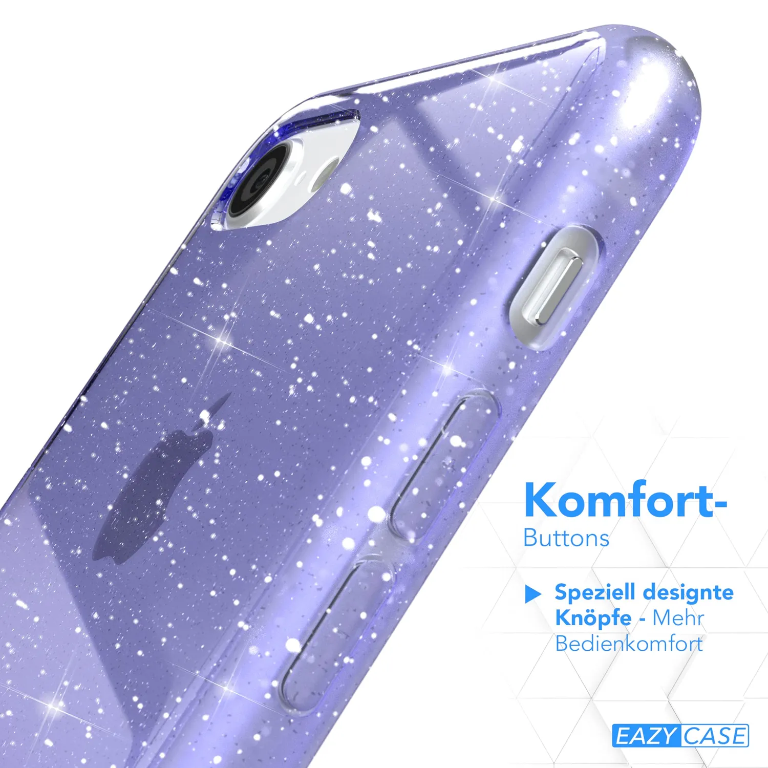 EAZY CASE iPhone SE Glitzerhülle Lila Transparent Glitter