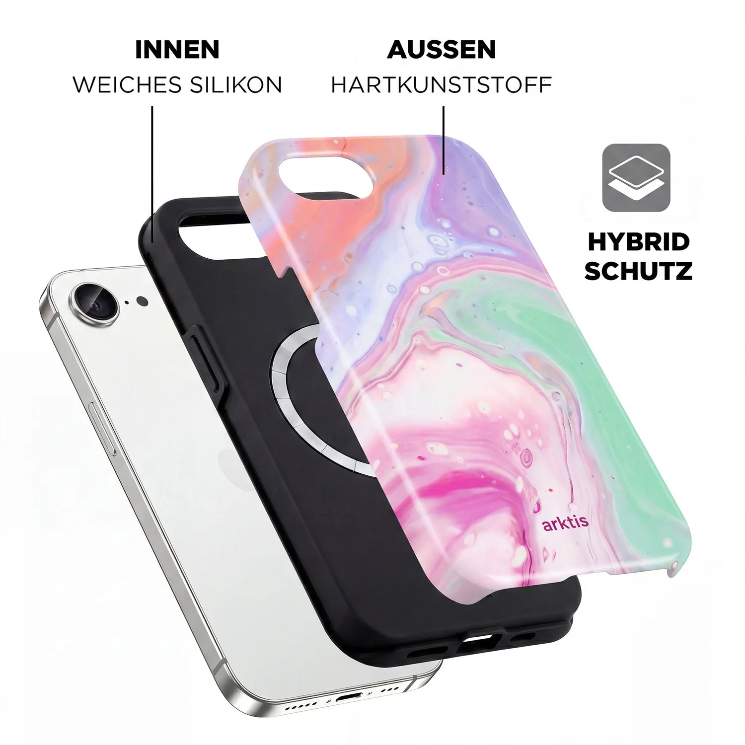 arktis Neo Marble iPhone 16e Hülle MagSafe