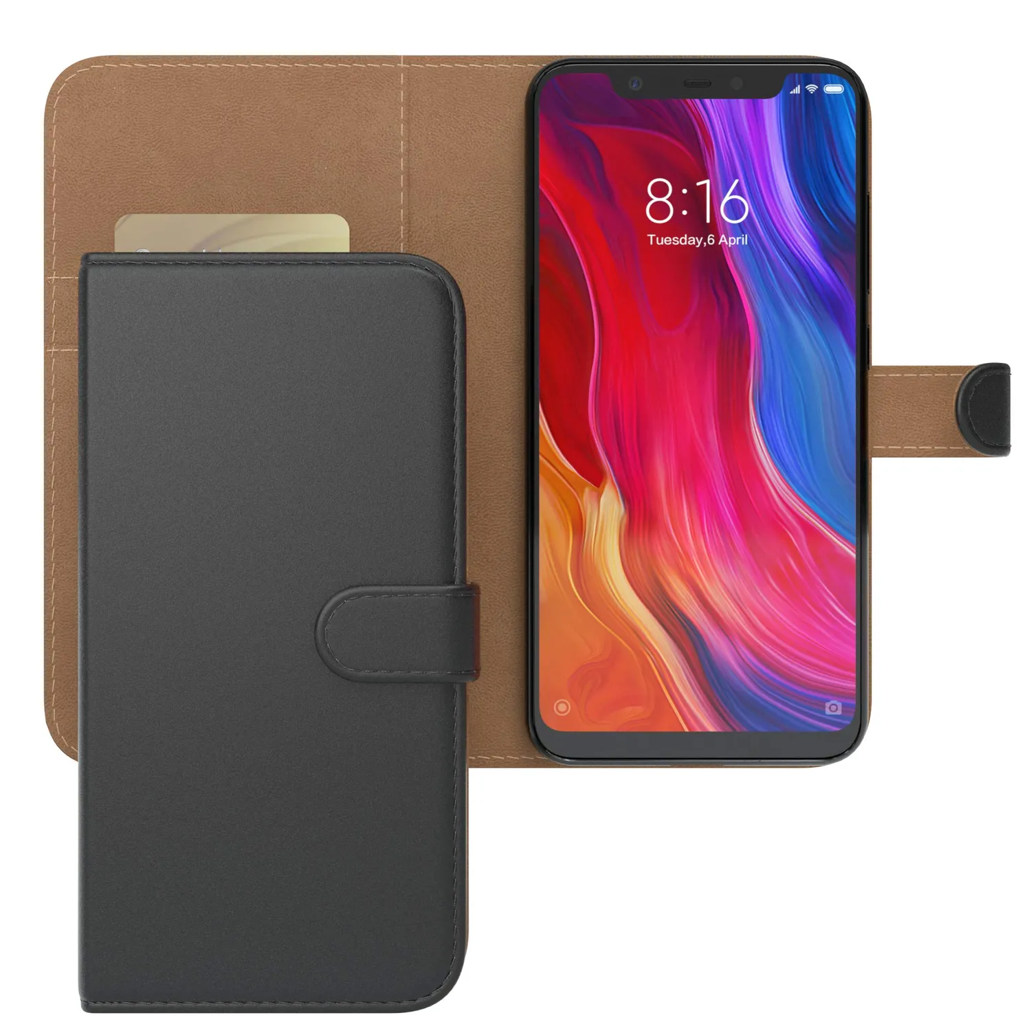 EAZY CASE Xiaomi Mi 8 Klapphülle schwarz Book mit Kartenfach