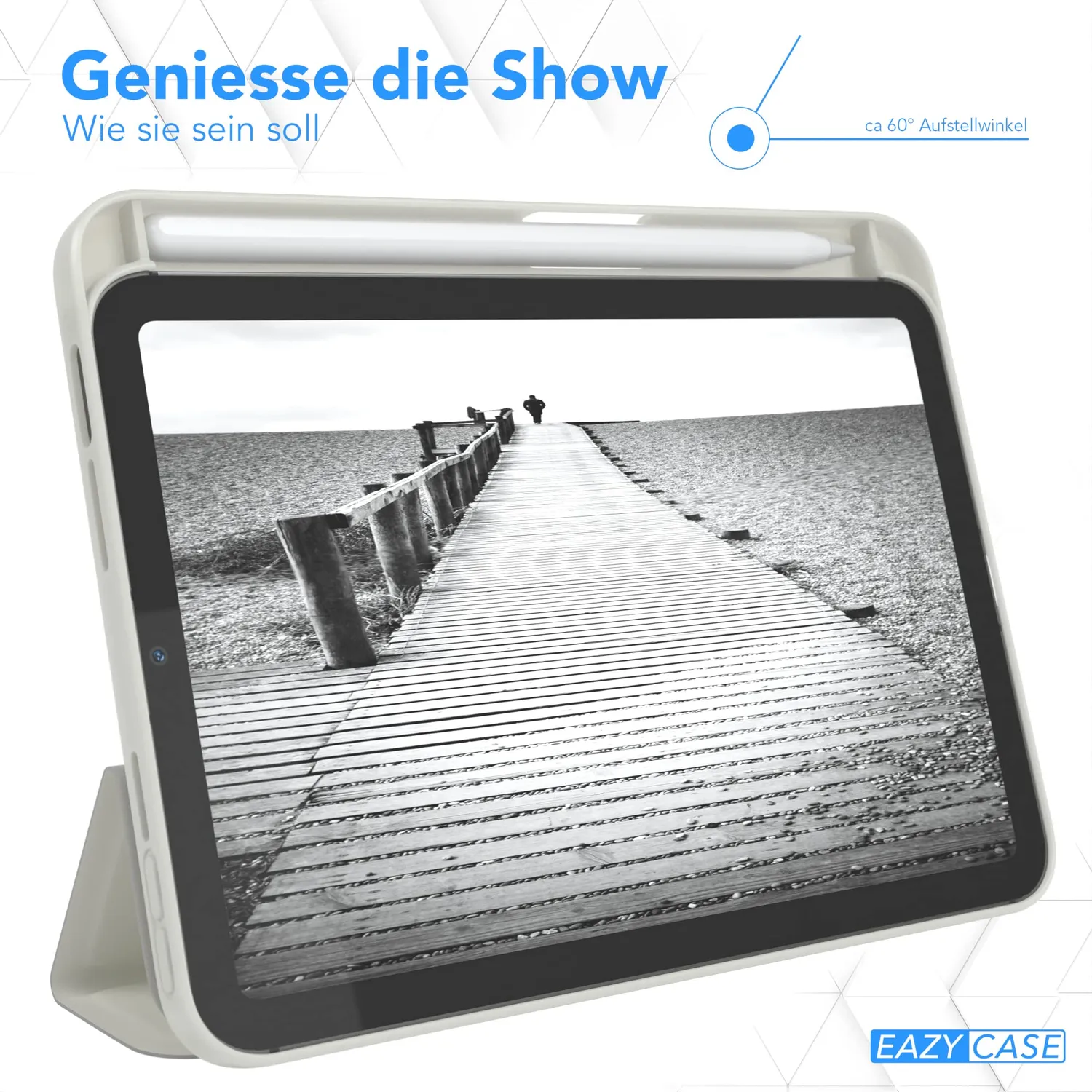 EAZY CASE iPad Mini 7 (2024) Smartcase Grau mit Stifthalter