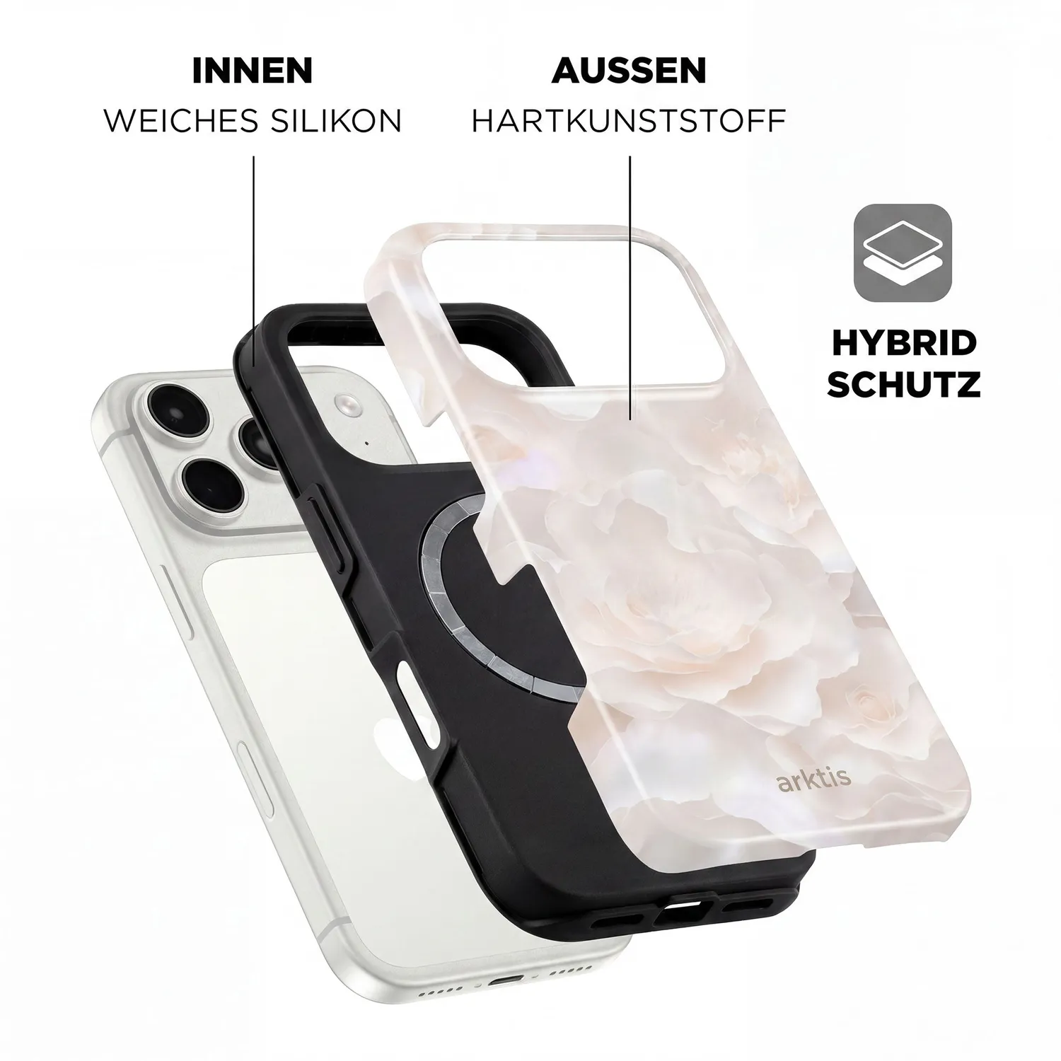 arktis iPhone 18 Pro Max Hülle Marble Flower MagSafe