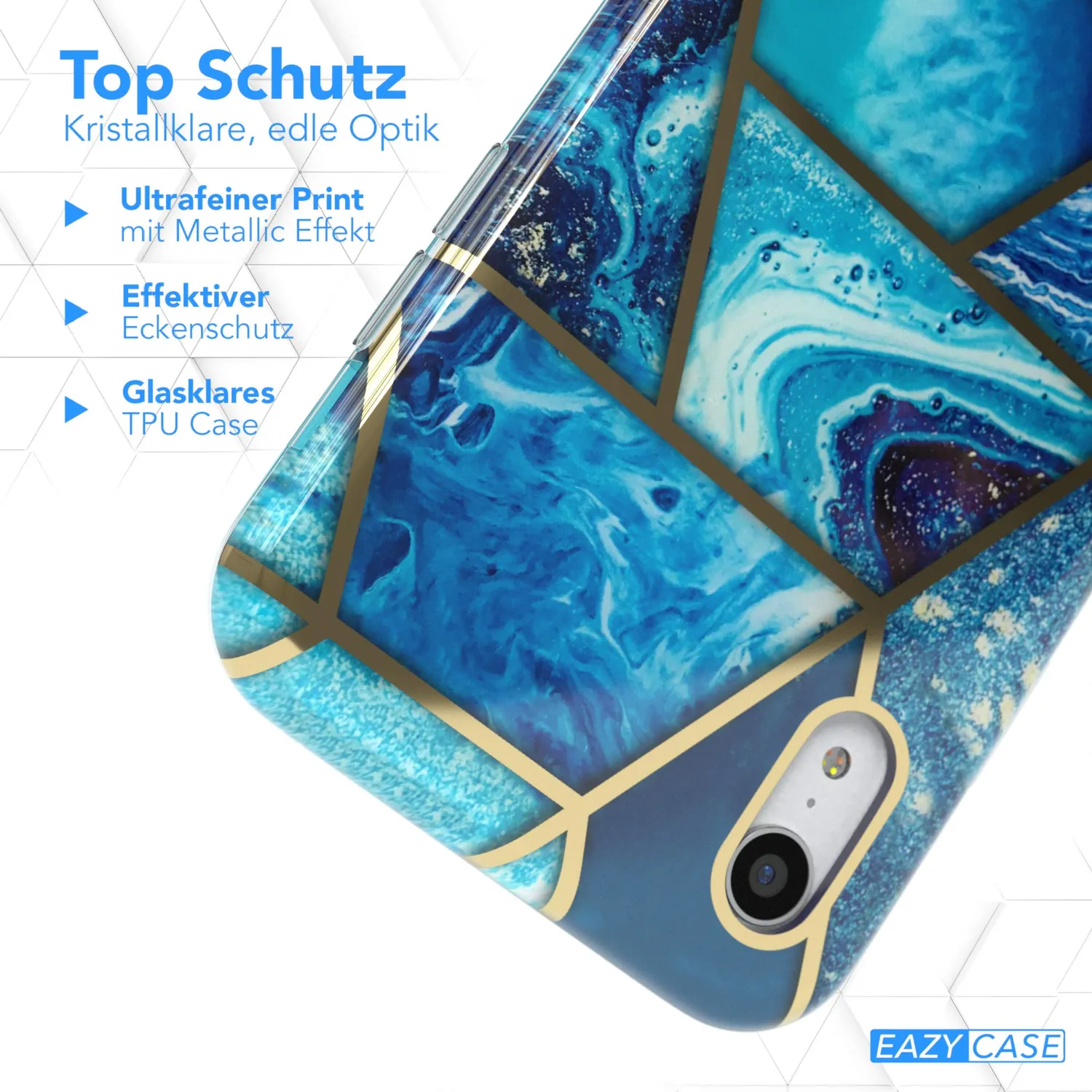 EAZY CASE iPhone XR 360 Grad Hülle Blau Displayschutz