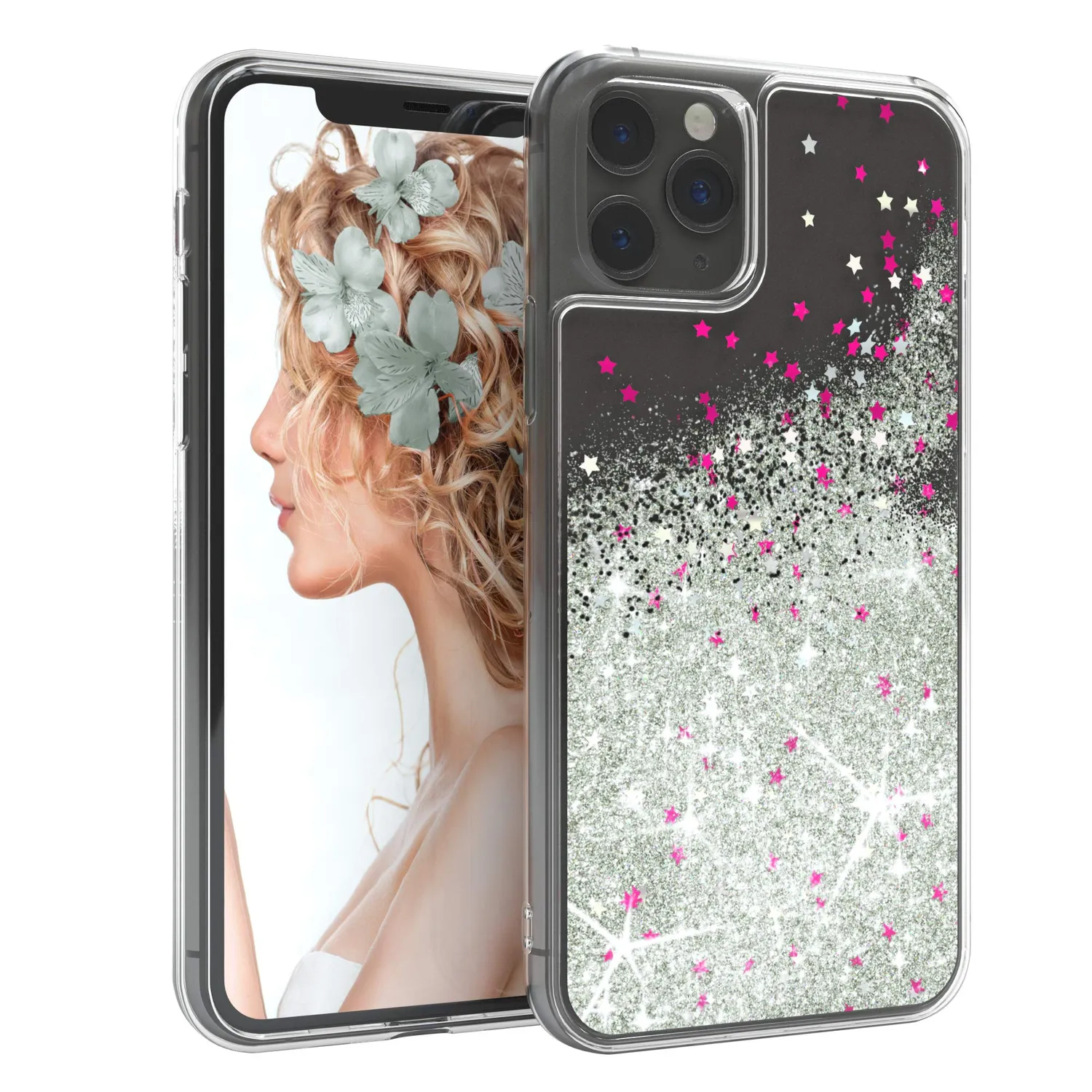 EAZY CASE iPhone 11 Pro Glitzer Hülle Liquid Blau Transparent