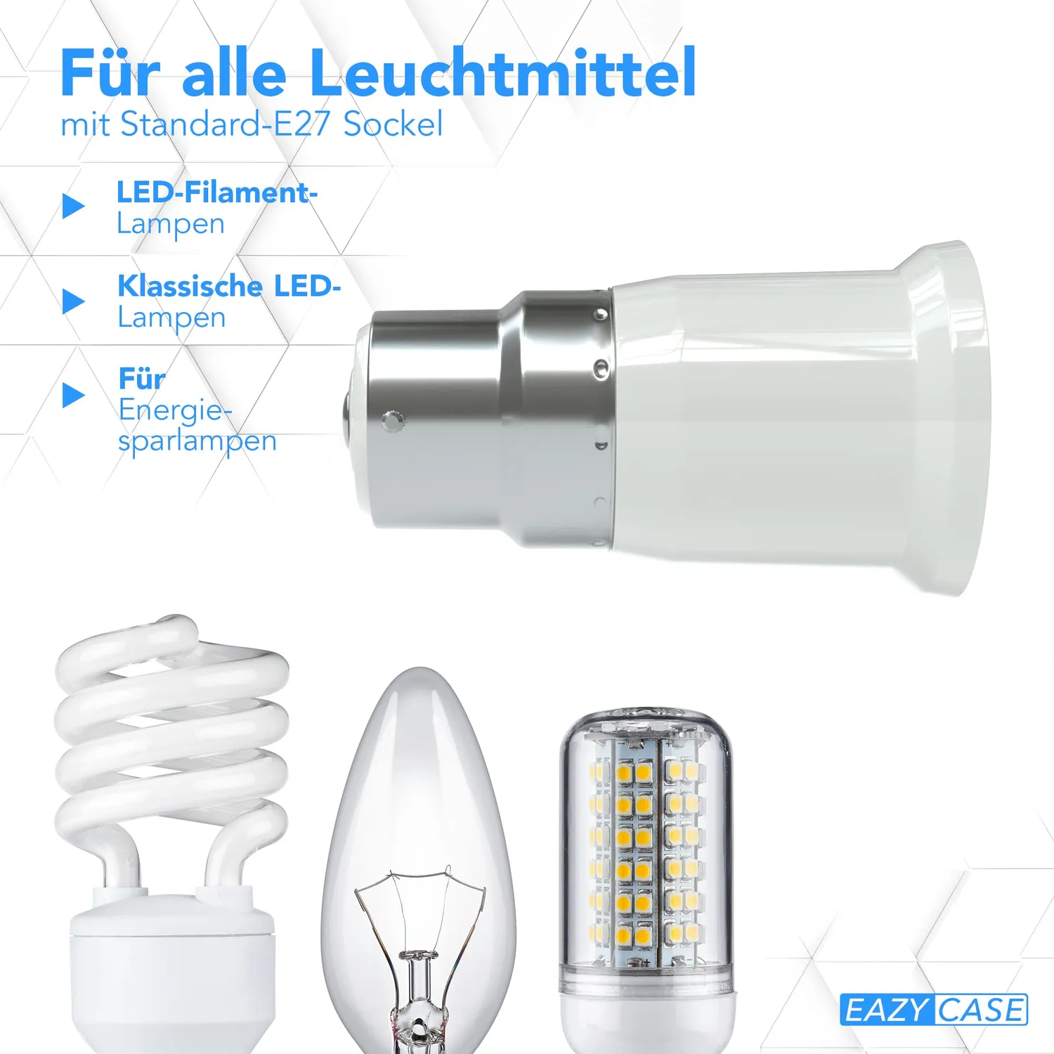 EAZY CASE Y-Form B22 E27 Lampenadapter 4er Weiß