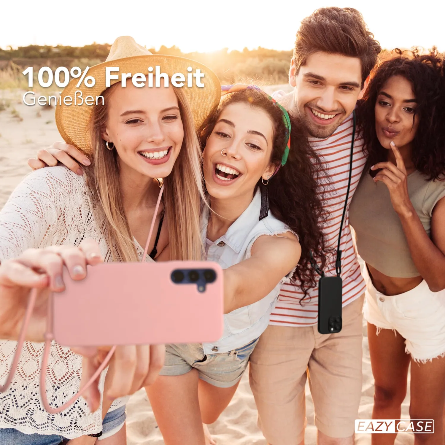EAZY CASE Handykette Galaxy A15 Alt Rosa Kordel