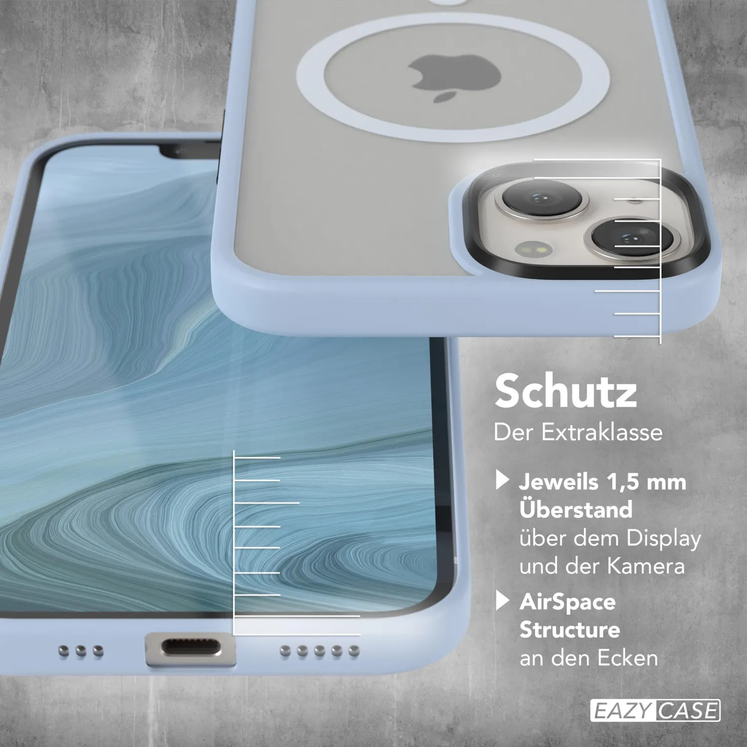 EAZY CASE Hybrid Magnet iPhone 13 MagSafe Himmelblau