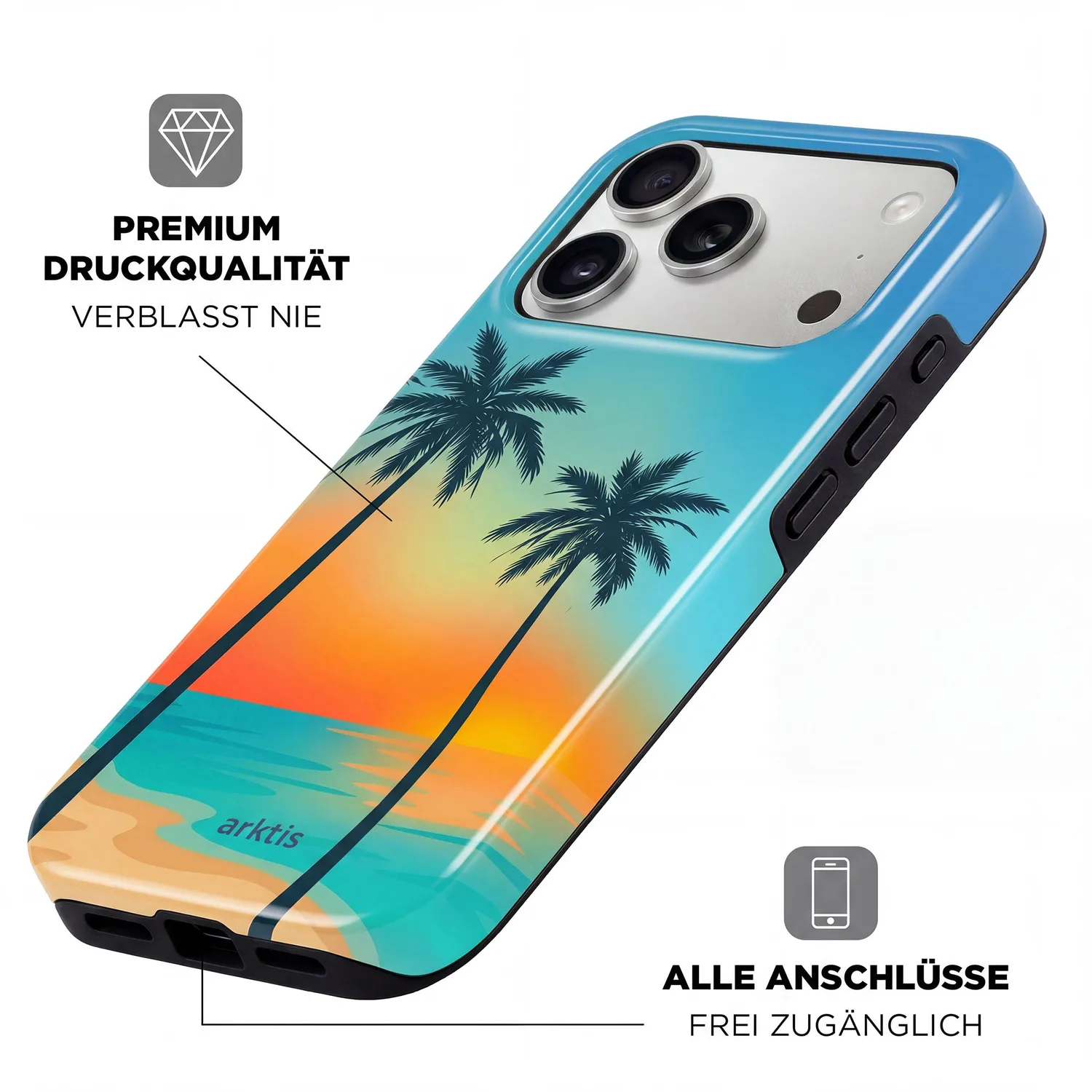 arktis Sunset Beach iPhone 16e Hülle MagSafe stoßfest