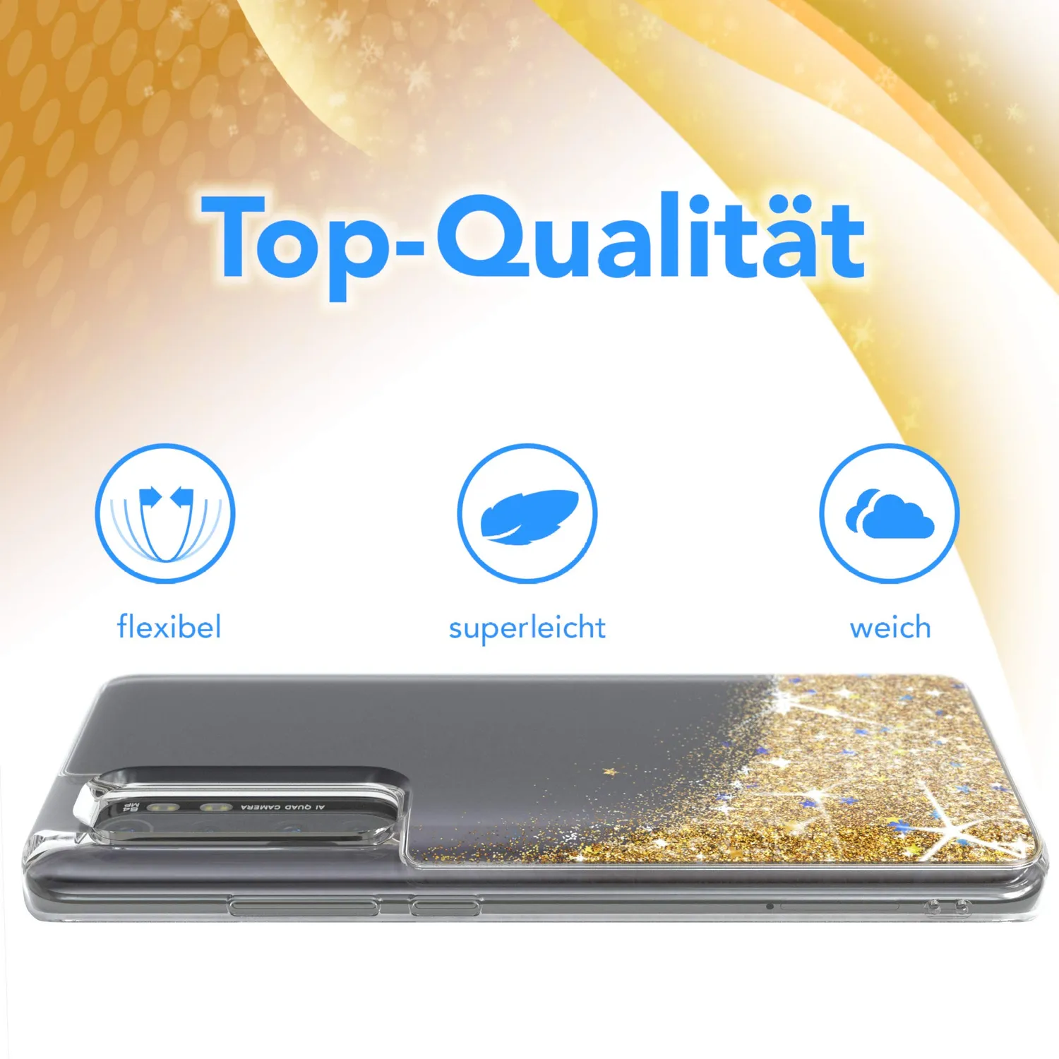 EAZY CASE Glitzer Handyhülle Xiaomi Mi 10 Note Lite gold