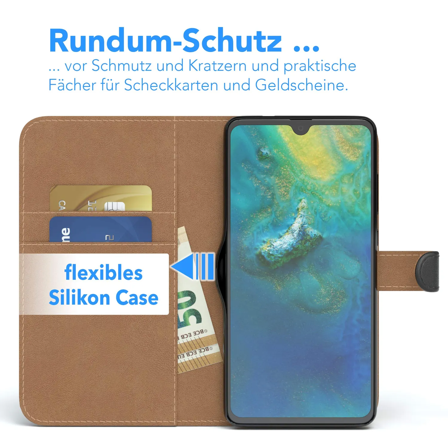 EAZY CASE Huawei Mate 20 Klapphülle Schwarz Book