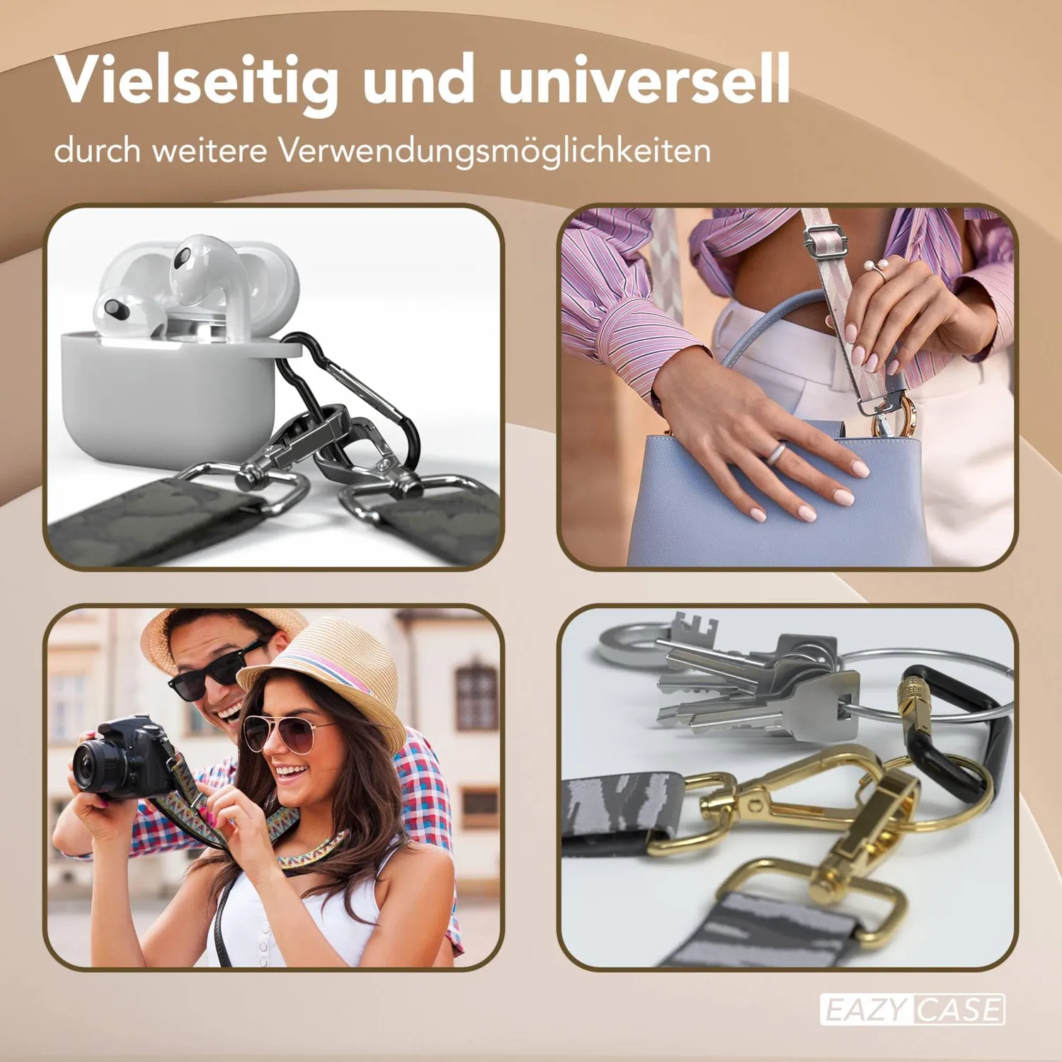 EAZY CASE Universal Handykette Boho Rosa Pink Gold verstellbar
