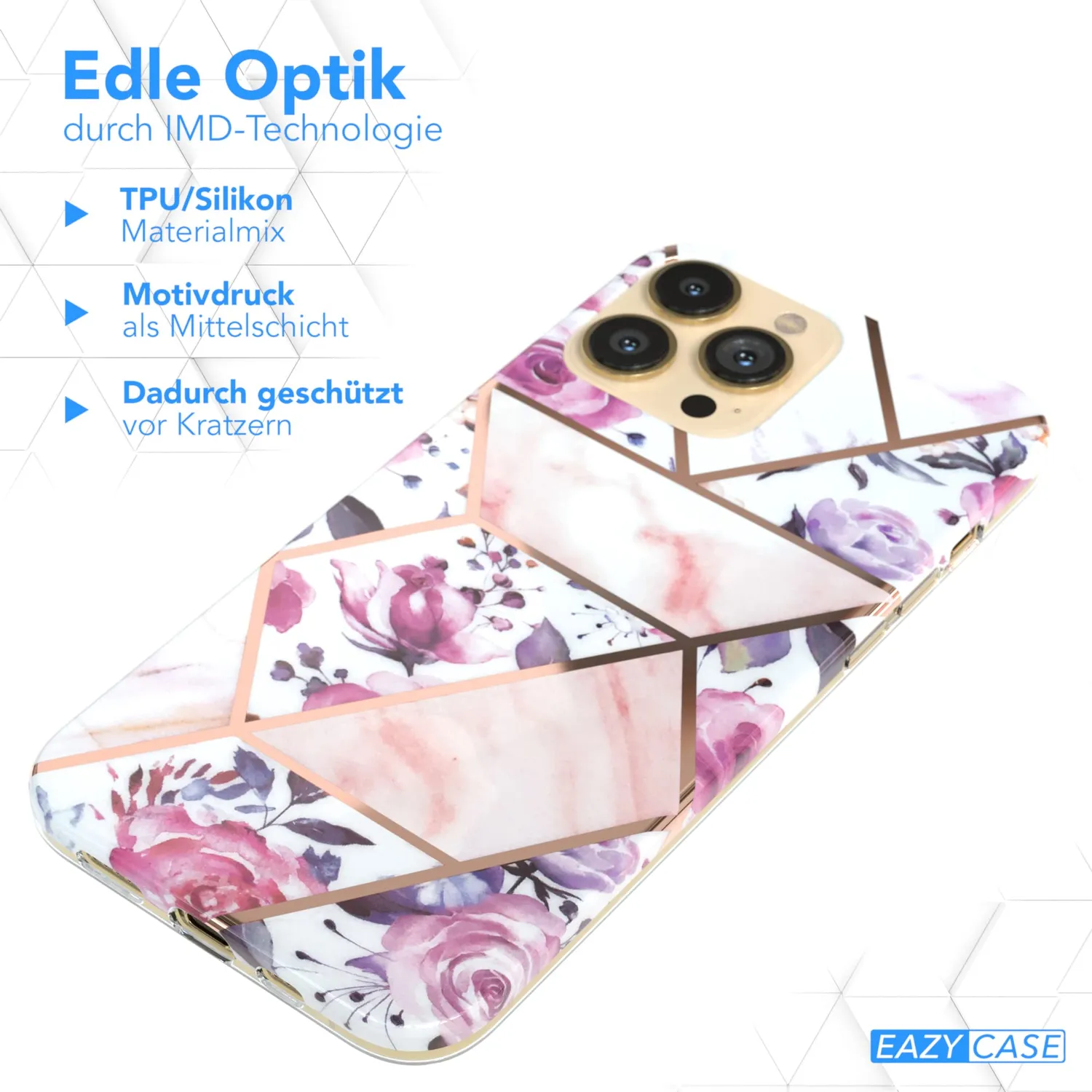 EAZY CASE Blume iPhone 13 Pro Max Silikonhülle Rosé Rosen