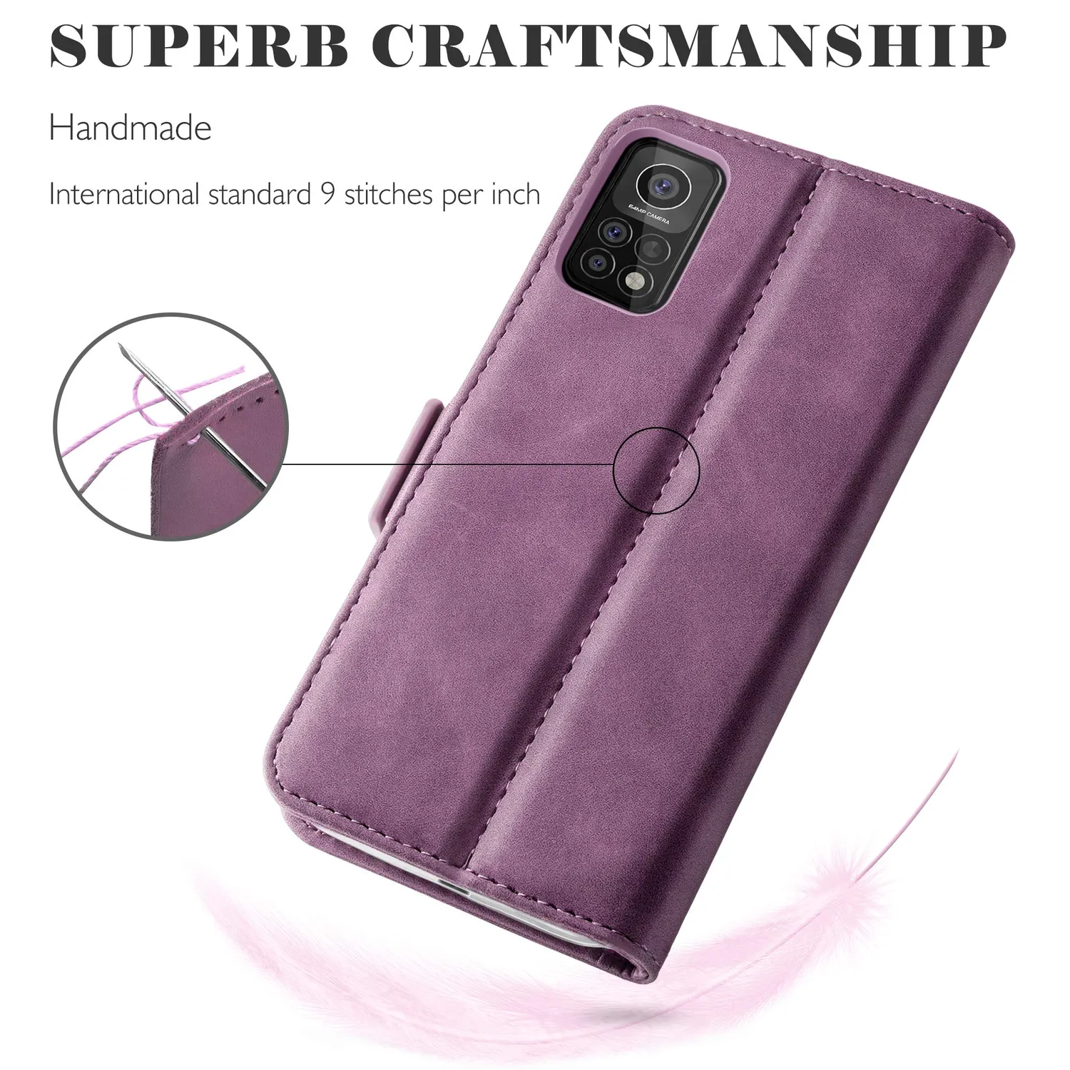 YATWIN Xiaomi Mi 10T / 10T Pro Klapphülle Weinrot RFID