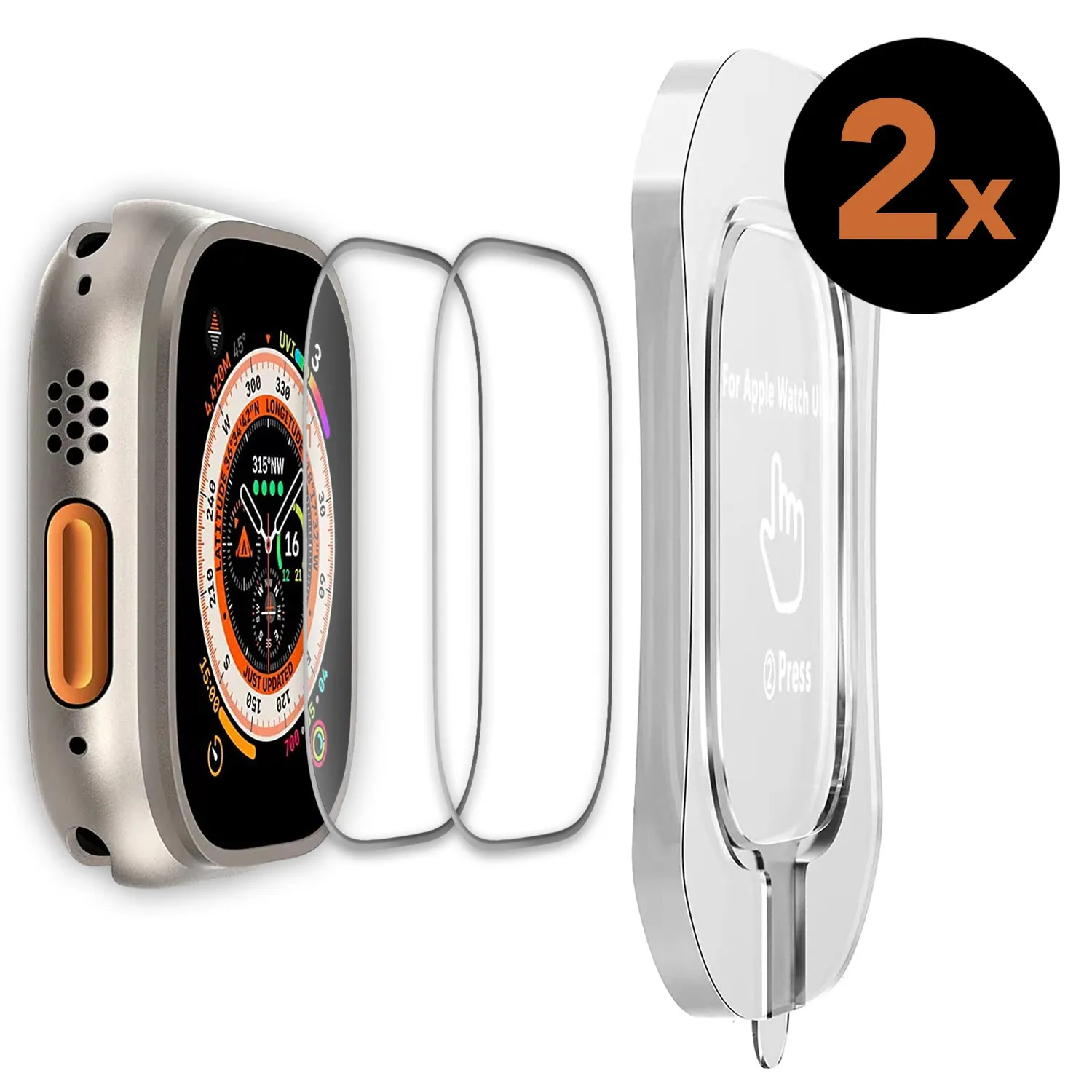 arktis Crystal Clear Apple Watch Ultra Panzerglas 49mm 2er
