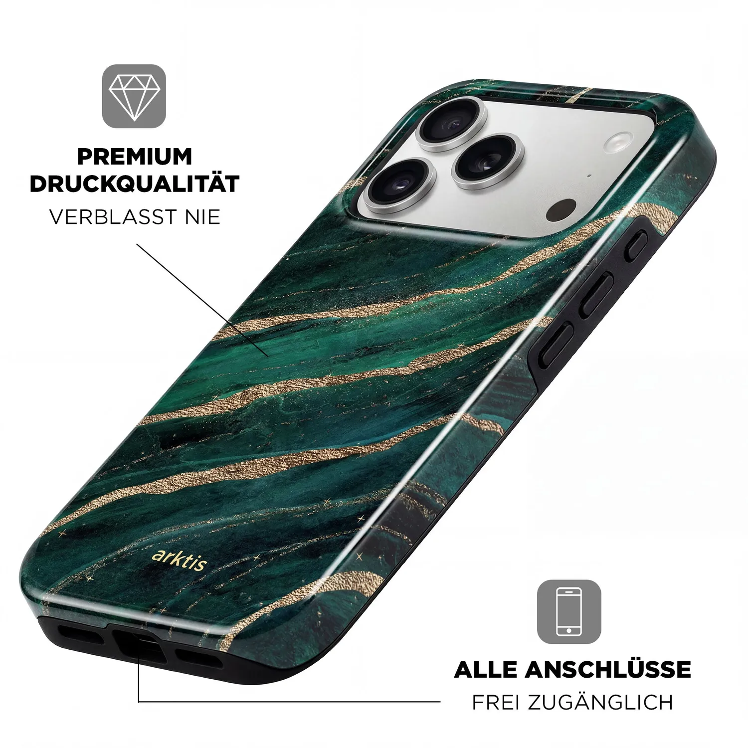 arktis Green Marble iPhone 16 Hülle MagSafe