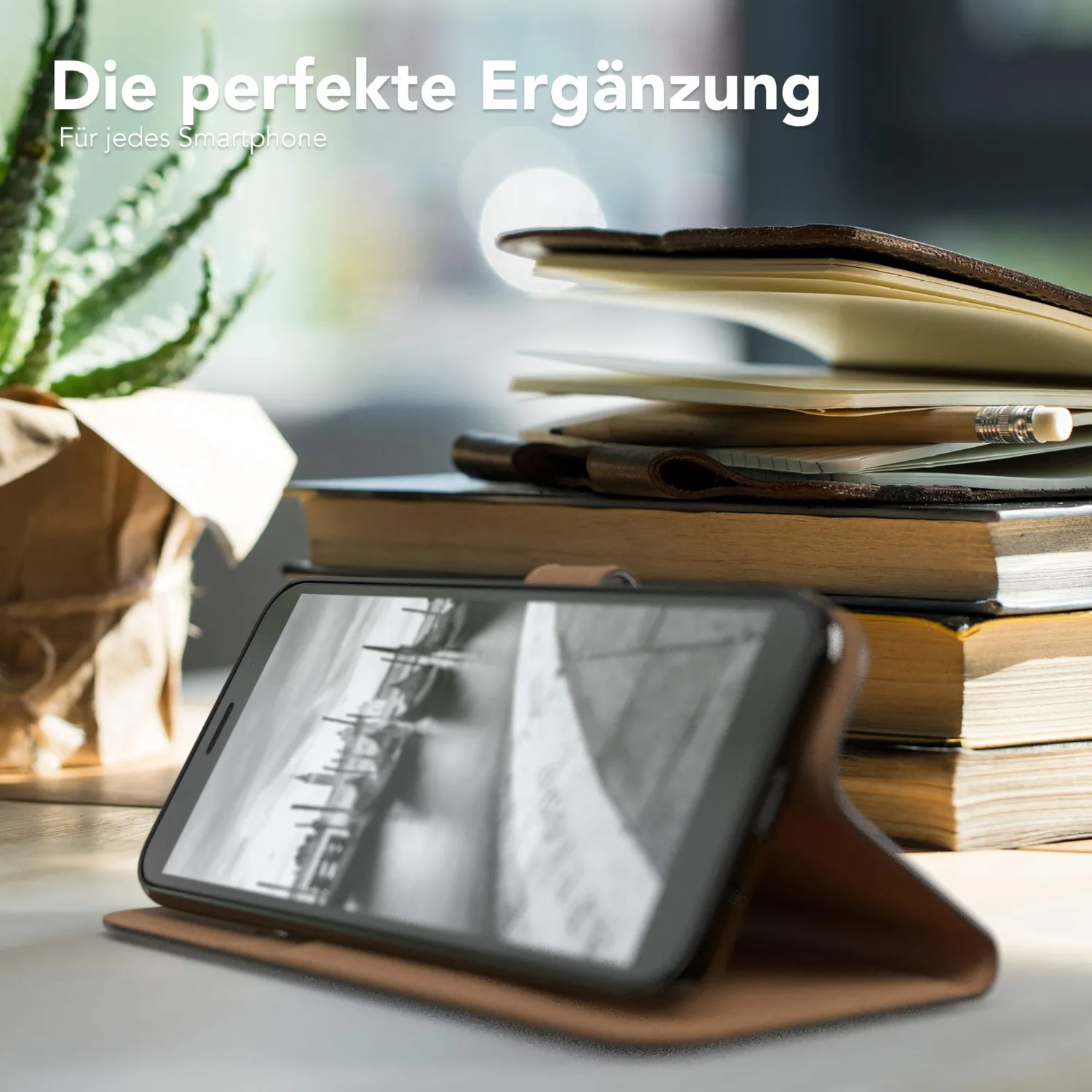 EAZY CASE Huawei Y5P Klapphülle Schwarz Book