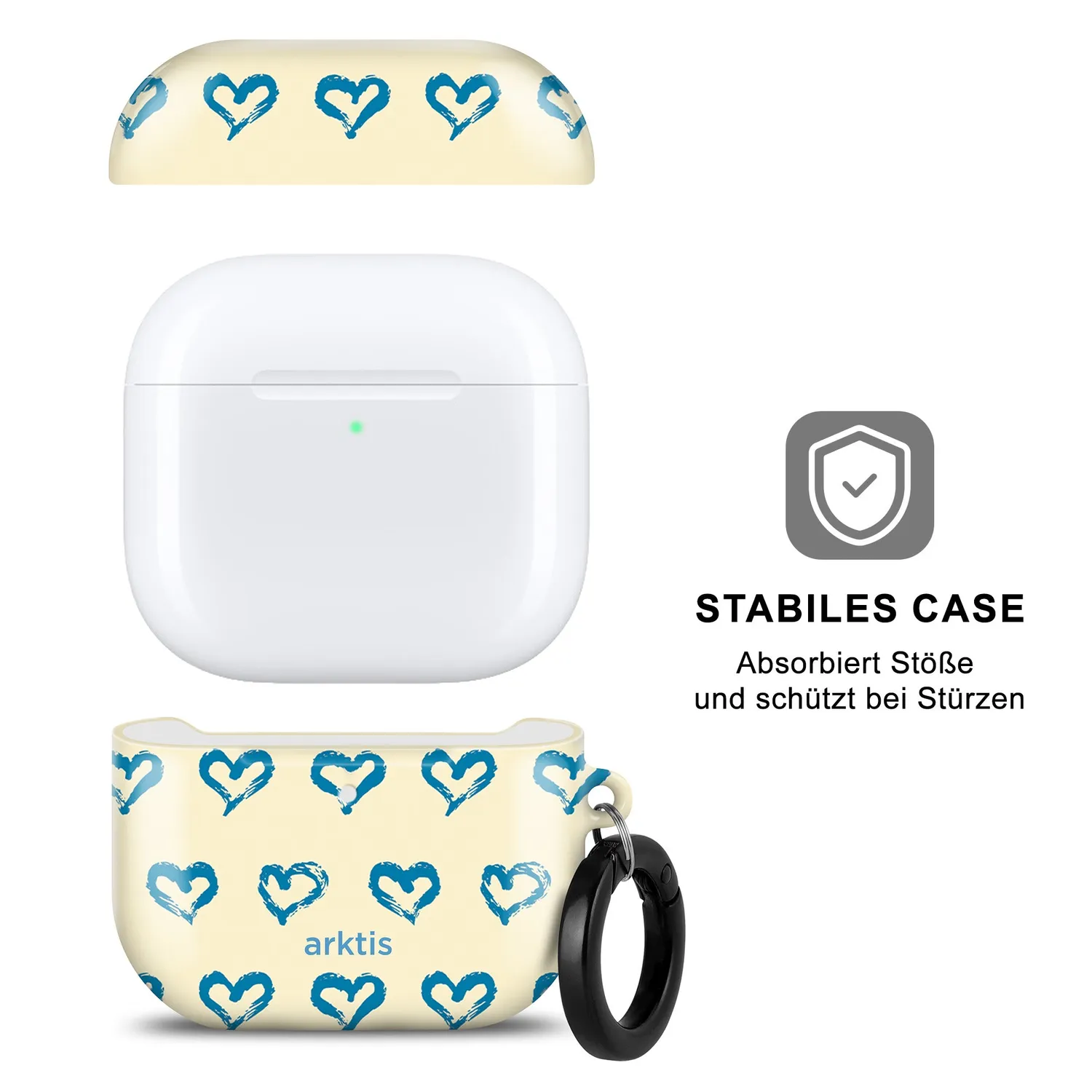 arktis Blue Hearts AirPods 5 Hülle Polycarbonat