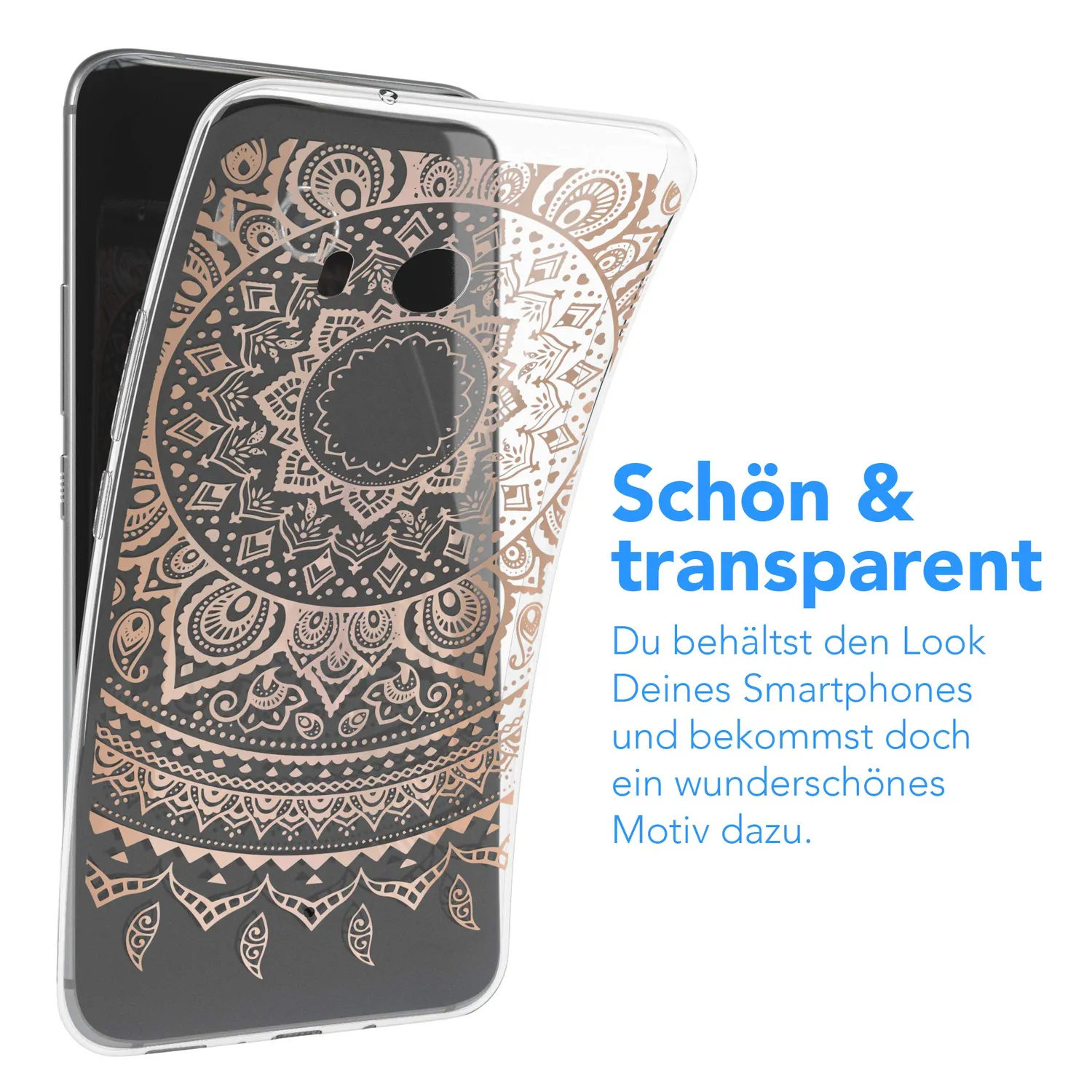 EAZY CASE Xiaomi Mi 8 Lite Silikonhülle Mandala Rosé-Gold