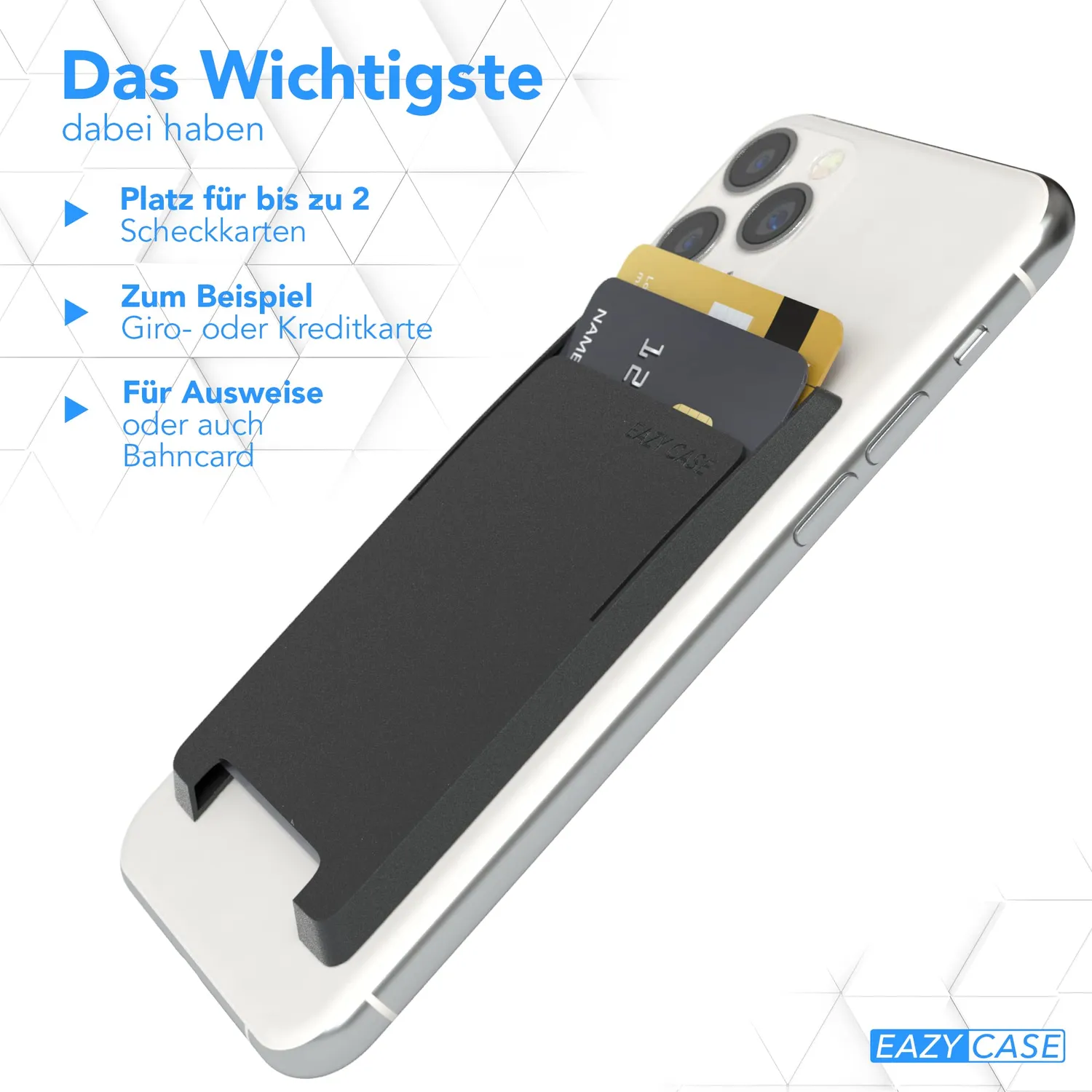EAZY CASE Kartenhalter Schwarz selbstklebend für 2 Karten