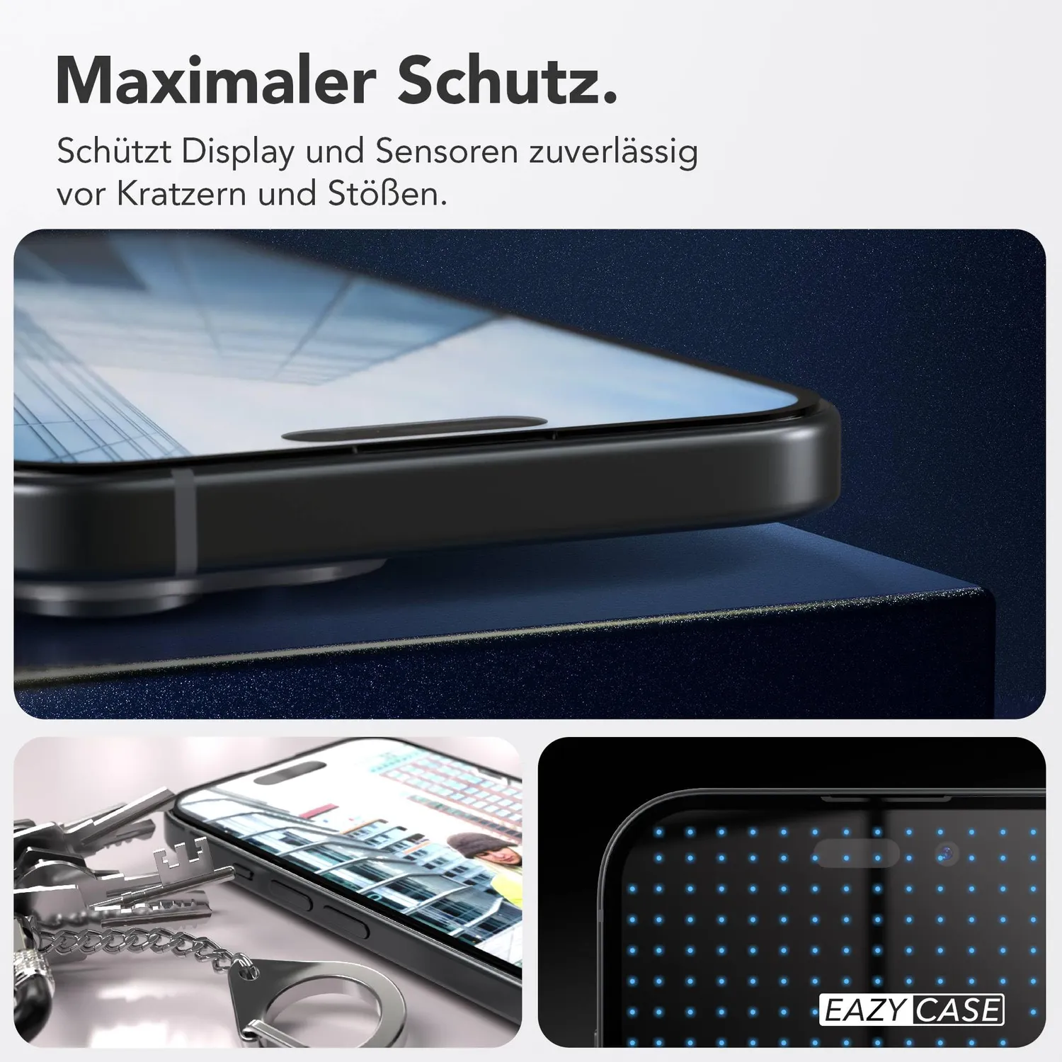 EAZY CASE iPhone 15 Panzerglas Transparent 2 Stück 9H