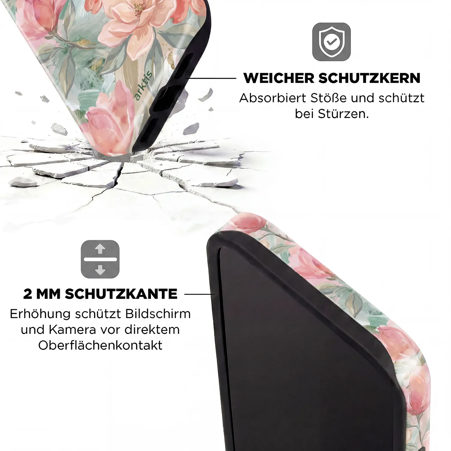 arktis iPhone 14 Pro Hülle Pastel Flowers MagSafe