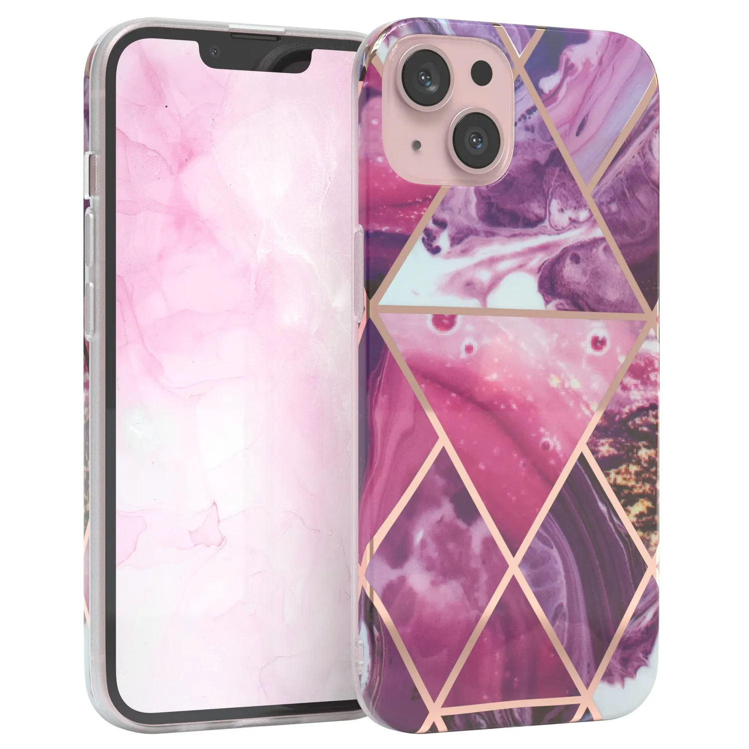 EAZY CASE iPhone 13 Silikonhülle Geometrie Grün