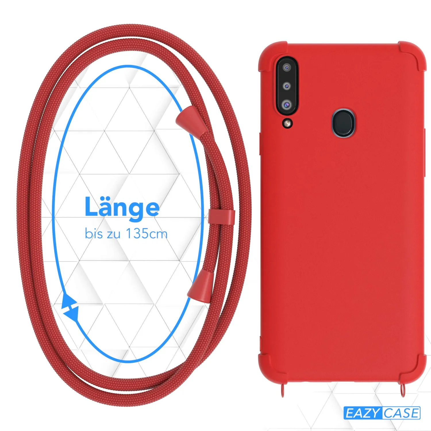 EAZY CASE Galaxy A20s Handykette Rot Silikon mit Band
