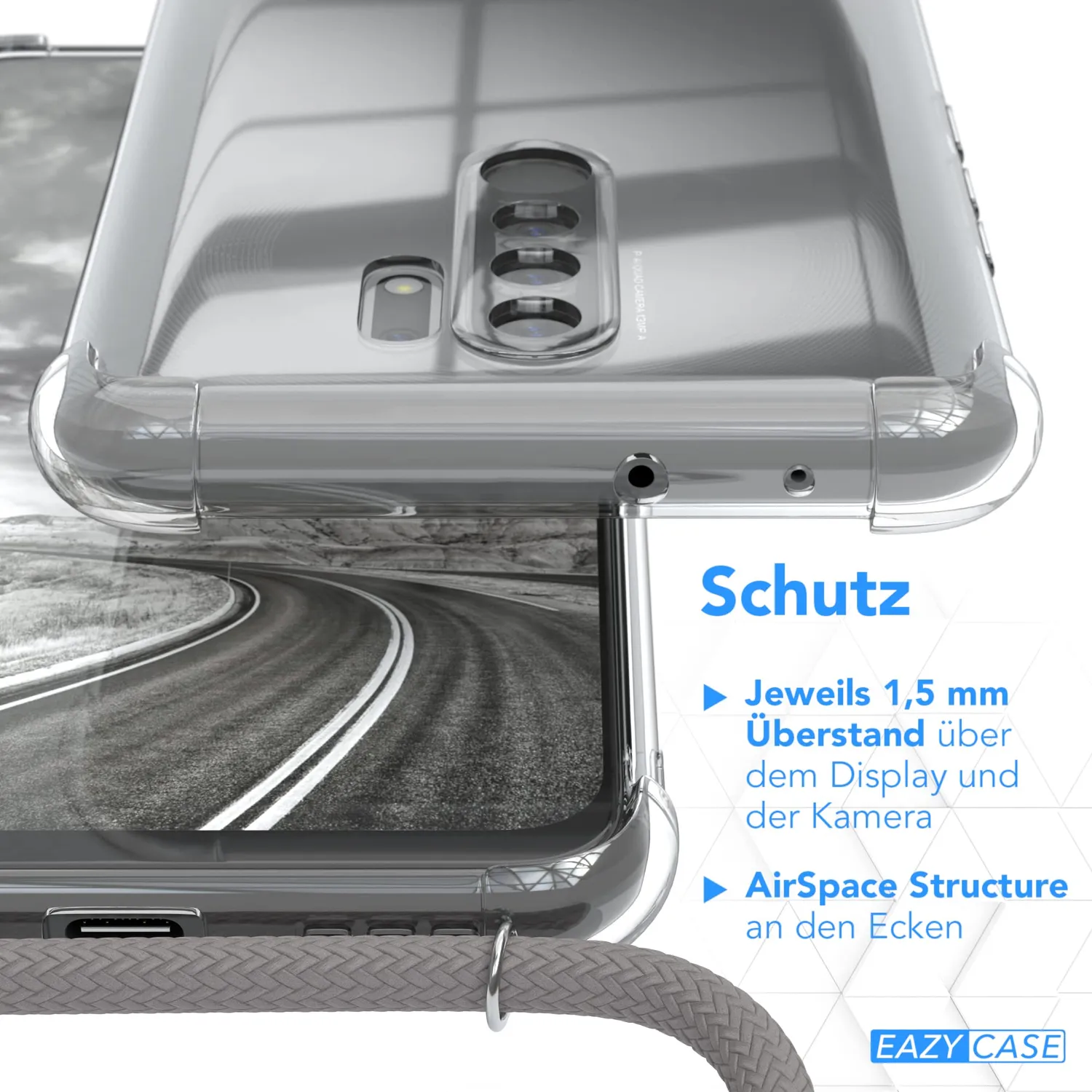 EAZY CASE Redmi 9 Handykette Silikon Anthrazit