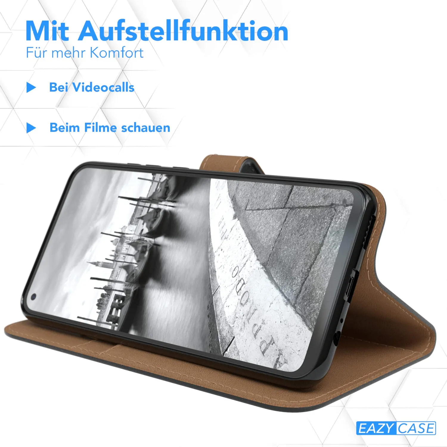 EAZY CASE Klapphülle Huawei P40 Lite E Schwarz Kartenfach