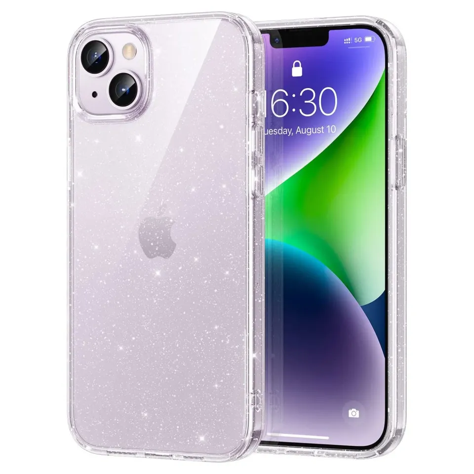 arktis Crystal Glitter iPhone 14 Hülle transparent Glitzer
