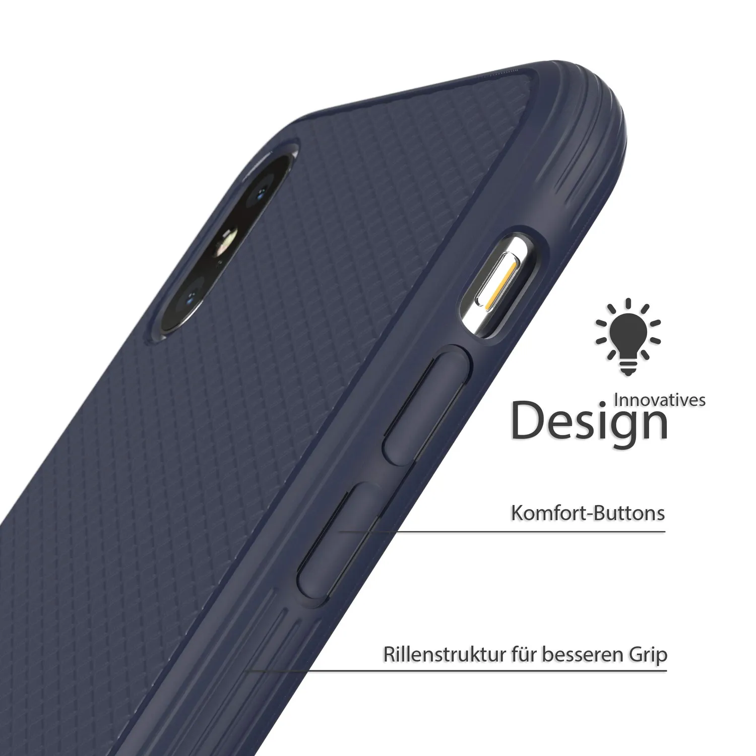 EAZY CASE Silikonhülle iPhone X/XS Dunkelblau strukturiert