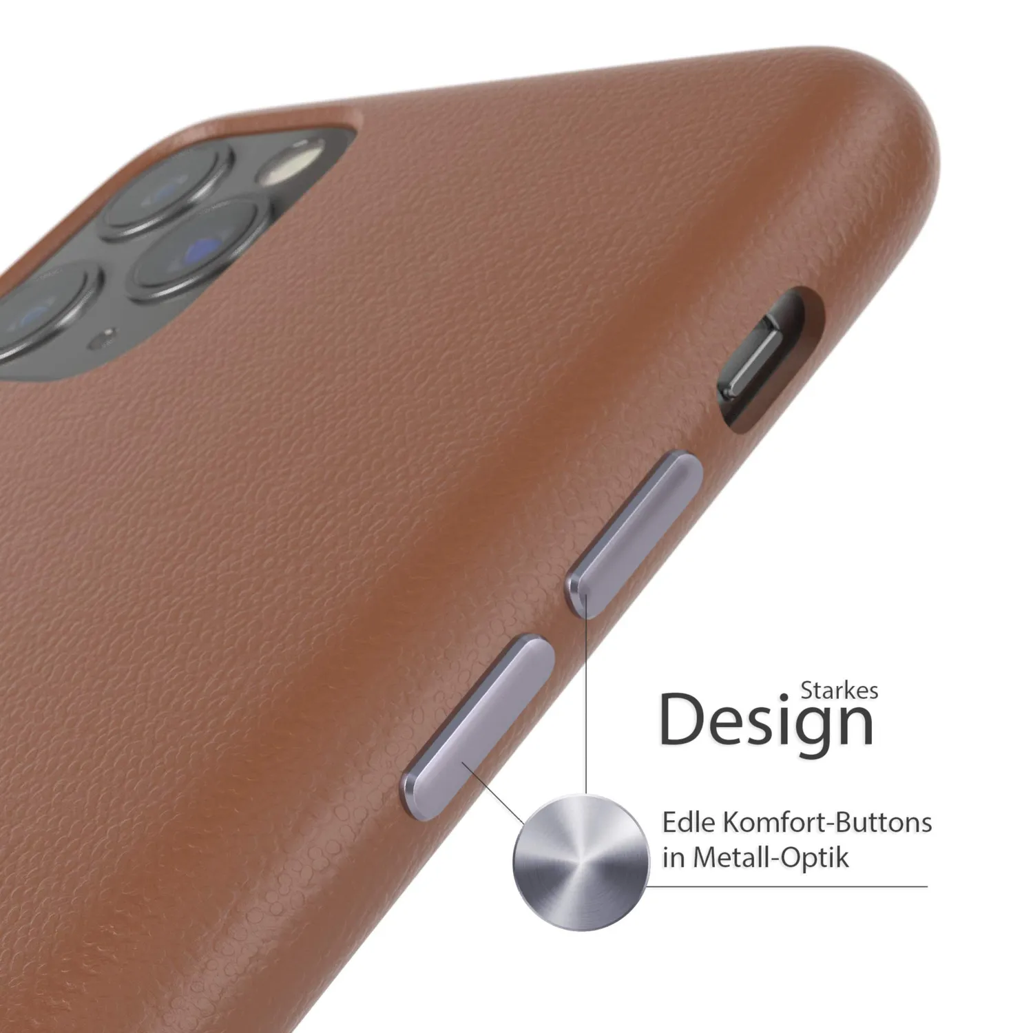 EAZY CASE iPhone 11 Pro Max Kunstlederhülle Braun Kameraschutz