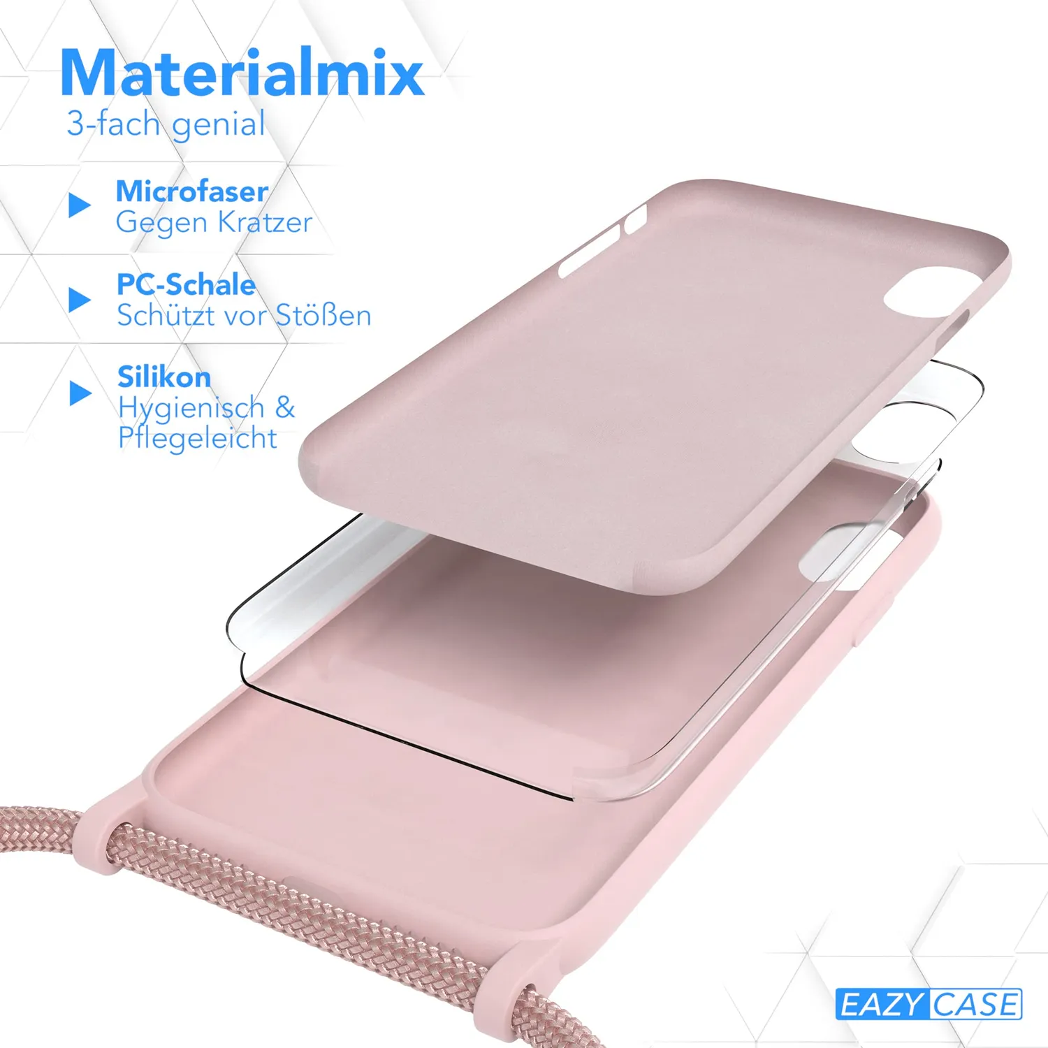 EAZY CASE iPhone XR Handykette Alt Rosa mit Band