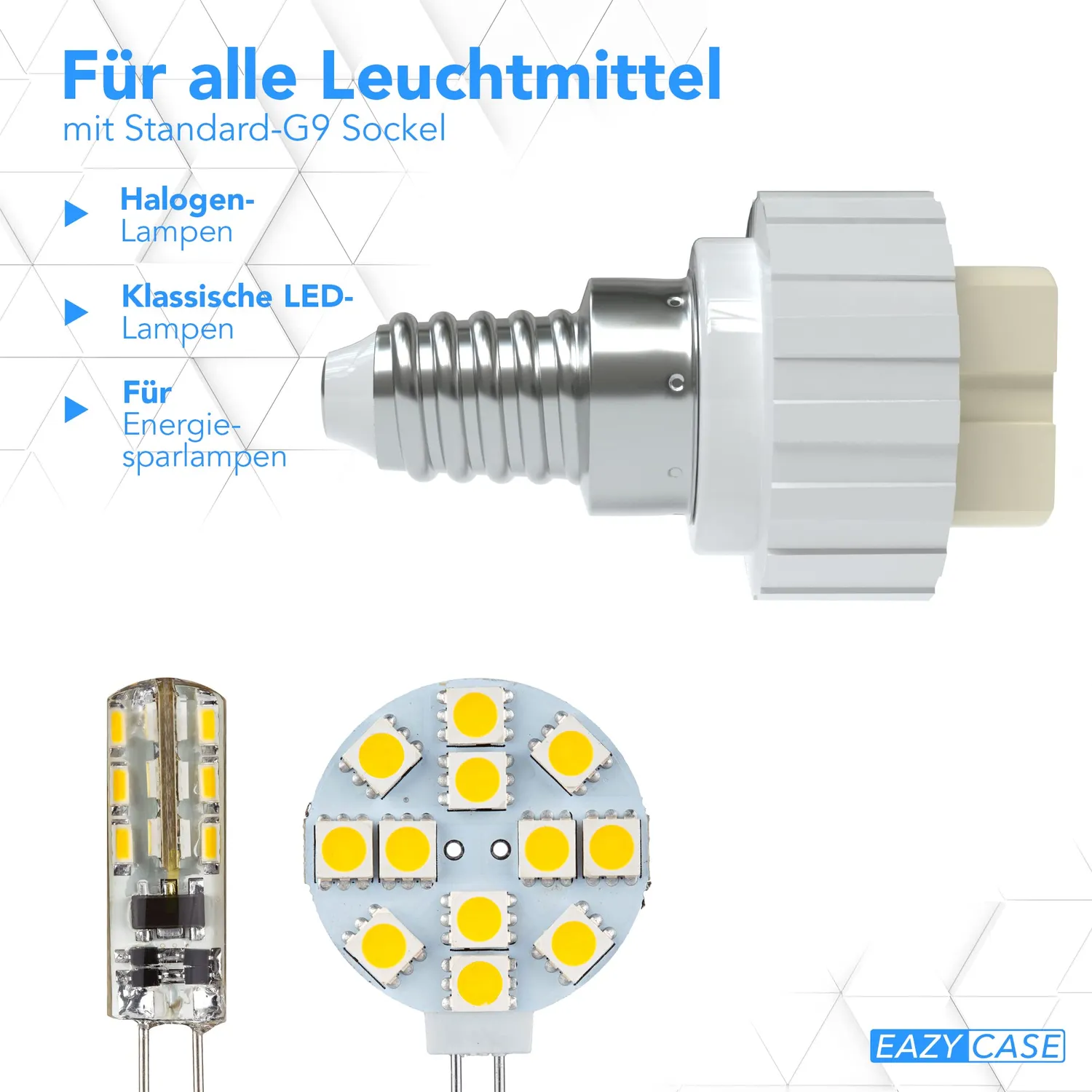 EAZY CASE E14 auf G9 Lampensockel Adapter Weiß 4er Set